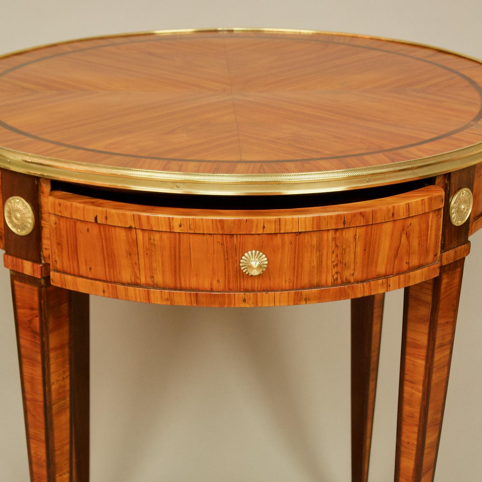 French Louis XVI 18th Century Marquetry Gilt Bronze Round Side Table or Gueridon 3