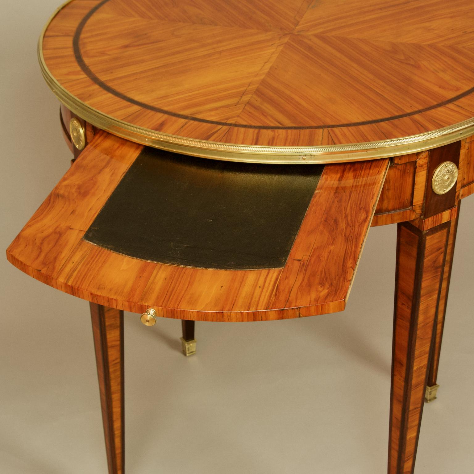 French Louis XVI 18th Century Marquetry Gilt Bronze Round Side Table or Gueridon 4