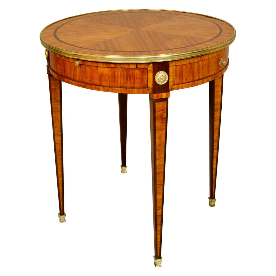 French Louis XVI 18th Century Marquetry Gilt Bronze Round Side Table or Gueridon