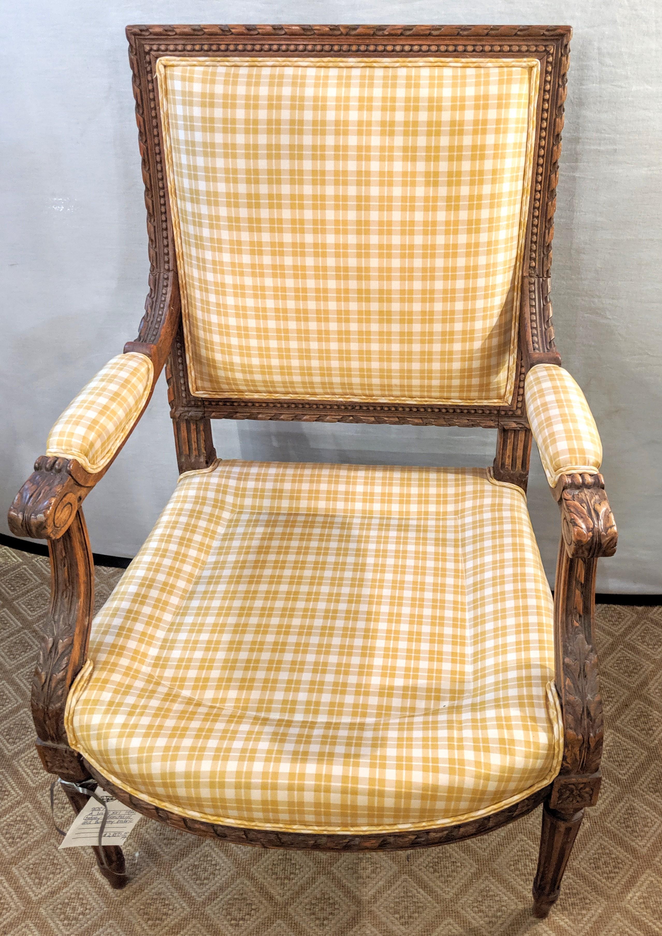 Louis XVI 19th Century Armchair/Fauteuil/Bergere or Office Desk Chair In Good Condition In Stamford, CT