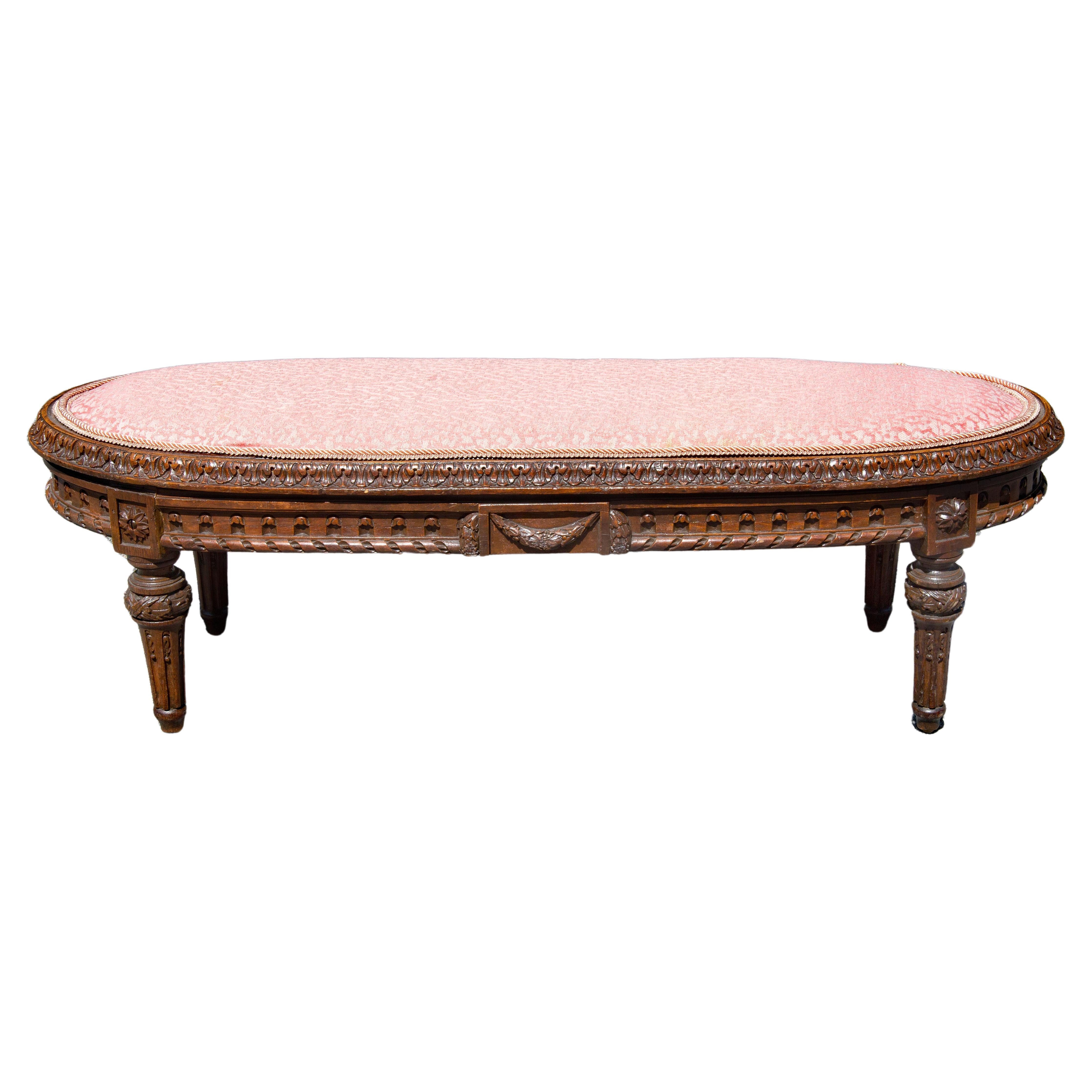 Louis XVI  19th Century French  Footstool 35" Wide For Sale