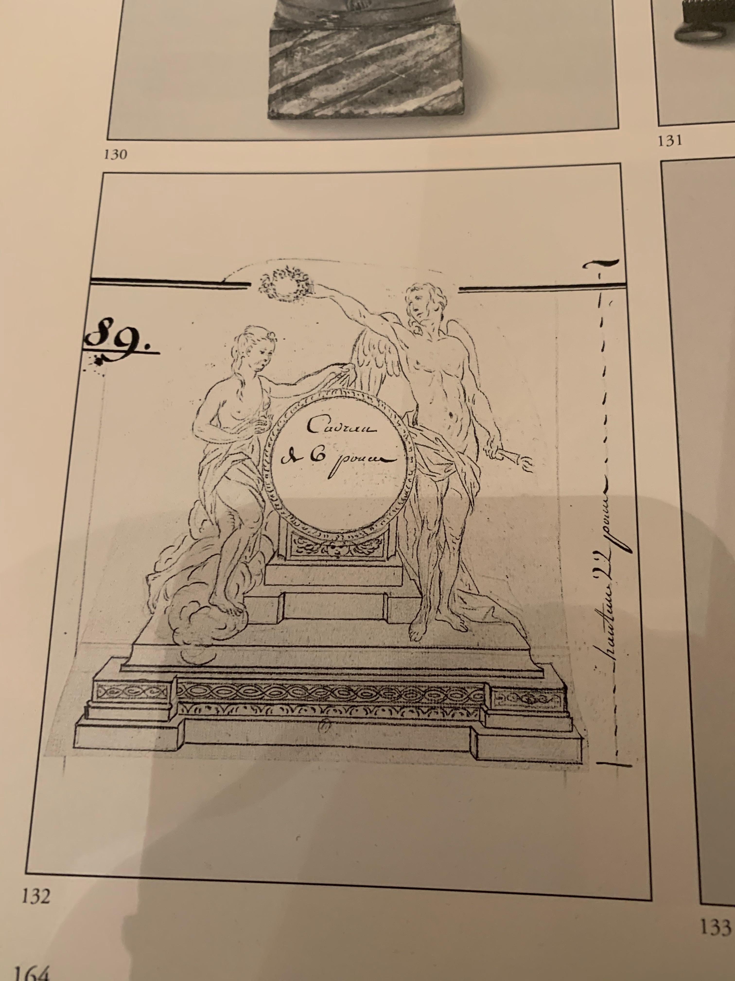 Pendule figurative allégorique Louis XVI représentant Vénus couronnée par Amour en vente 7