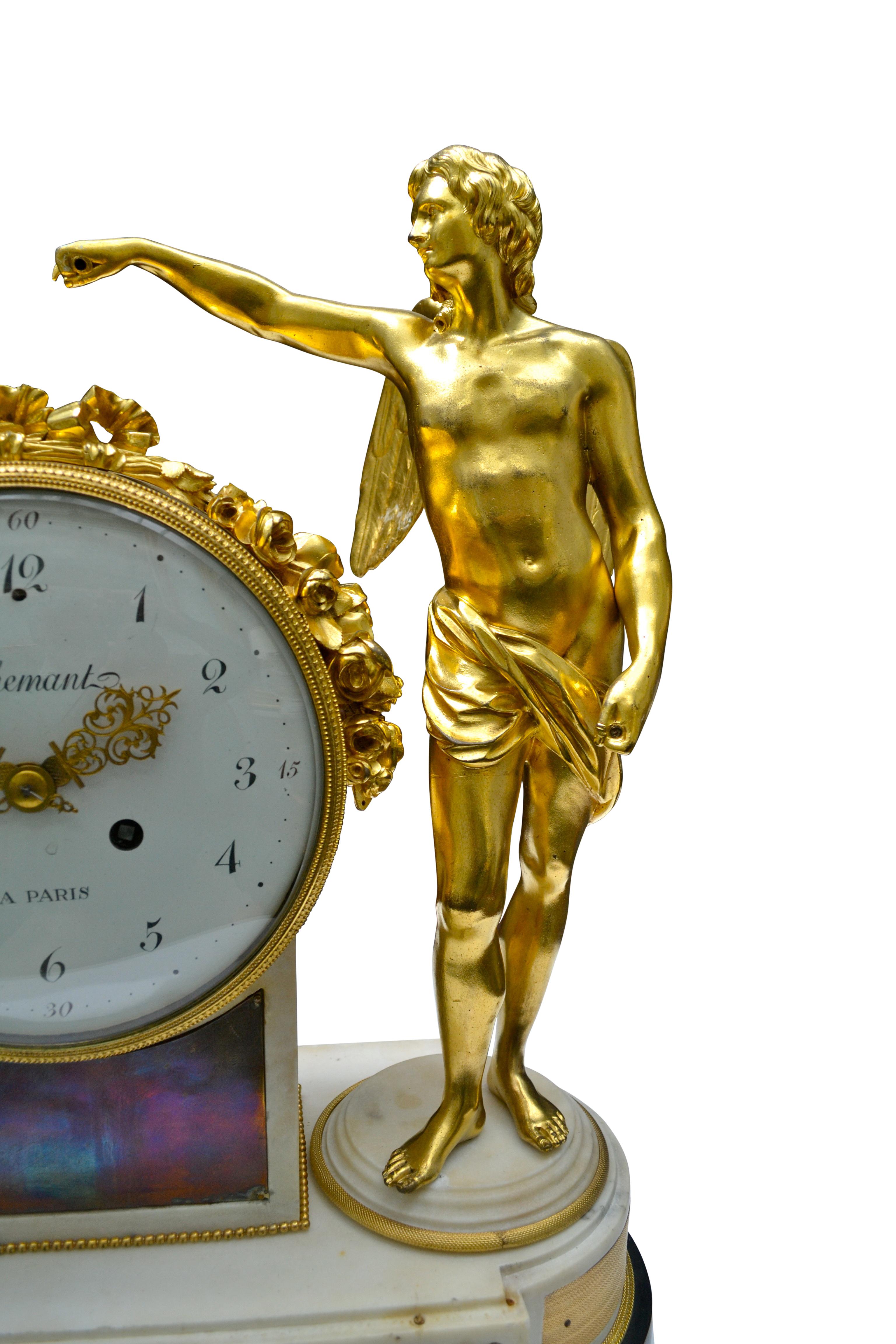 French Louis XVI Allegorical Figurative Clock Depicting Venus Being Crowned by Amour For Sale