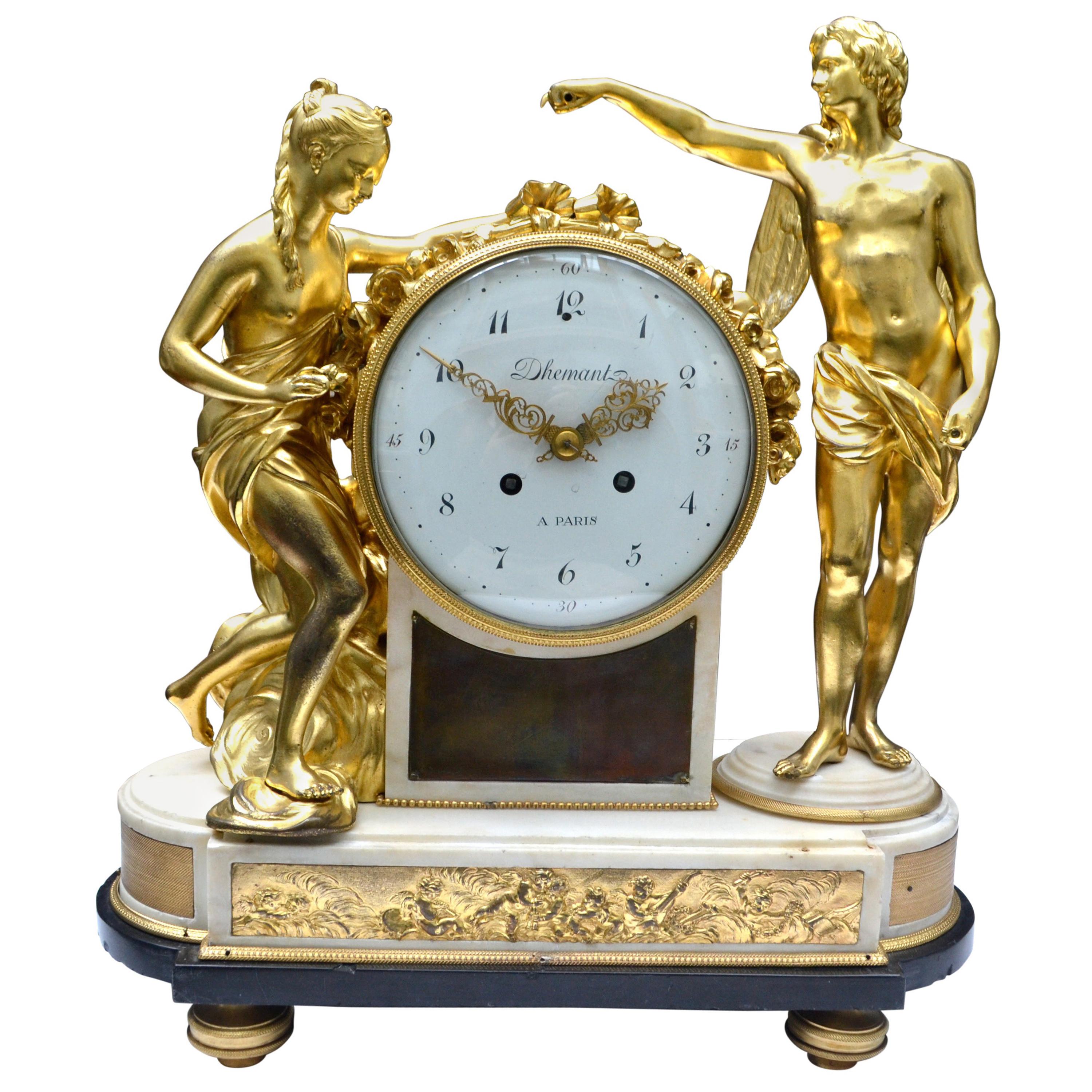 Pendule figurative allégorique Louis XVI représentant Vénus couronnée par Amour
