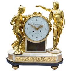 Antique Louis XVI Allegorical Figurative Clock Depicting Venus Being Crowned by Amour