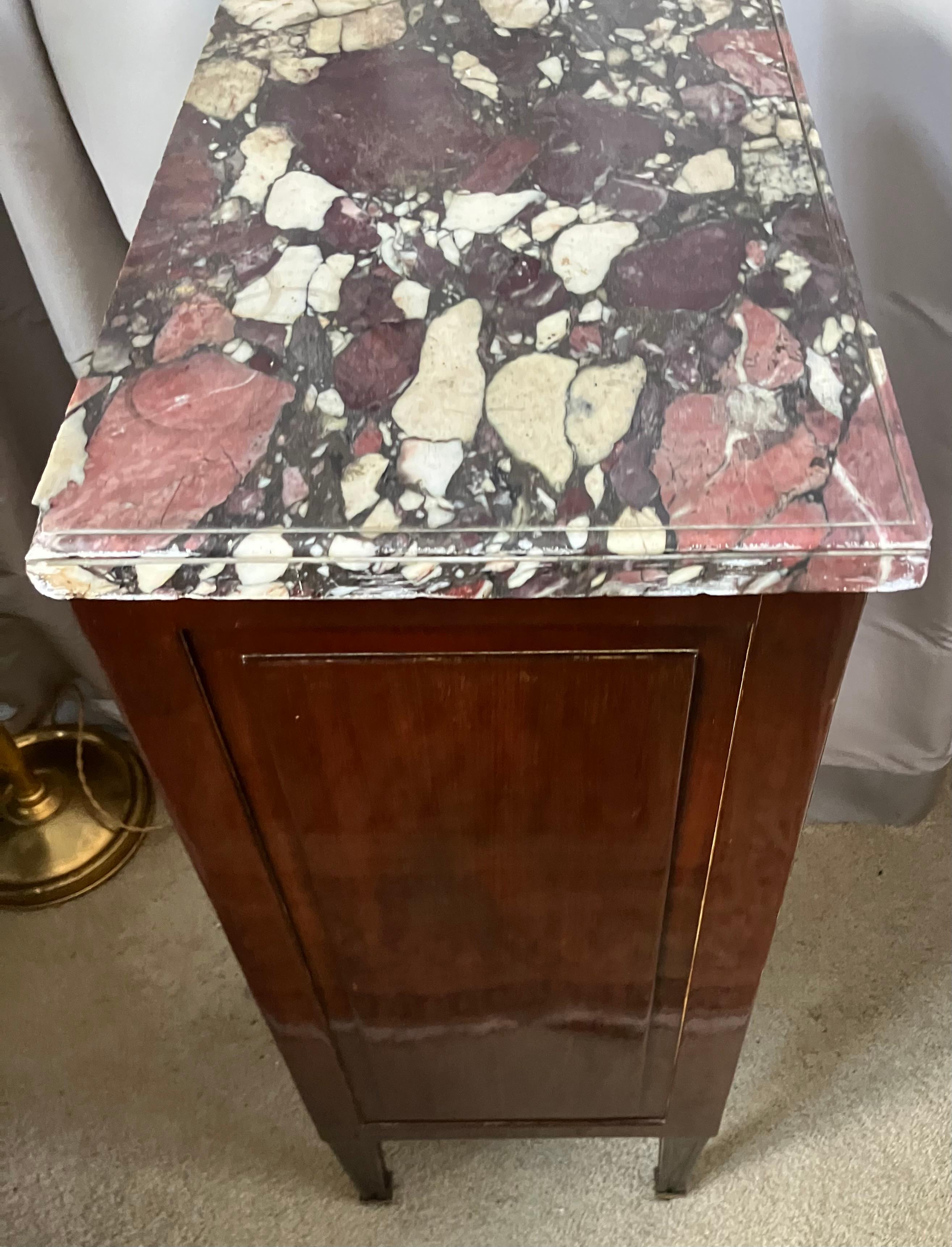 Louis XVI Amaranth Marble Top Side Table For Sale 5