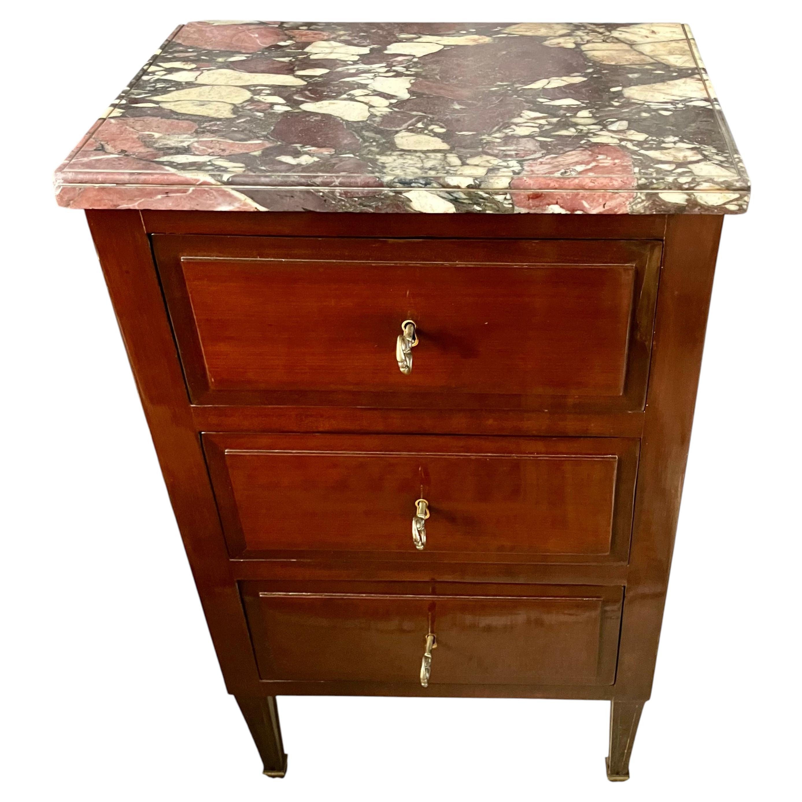 Louis XVI Amaranth Marble Top Side Table For Sale
