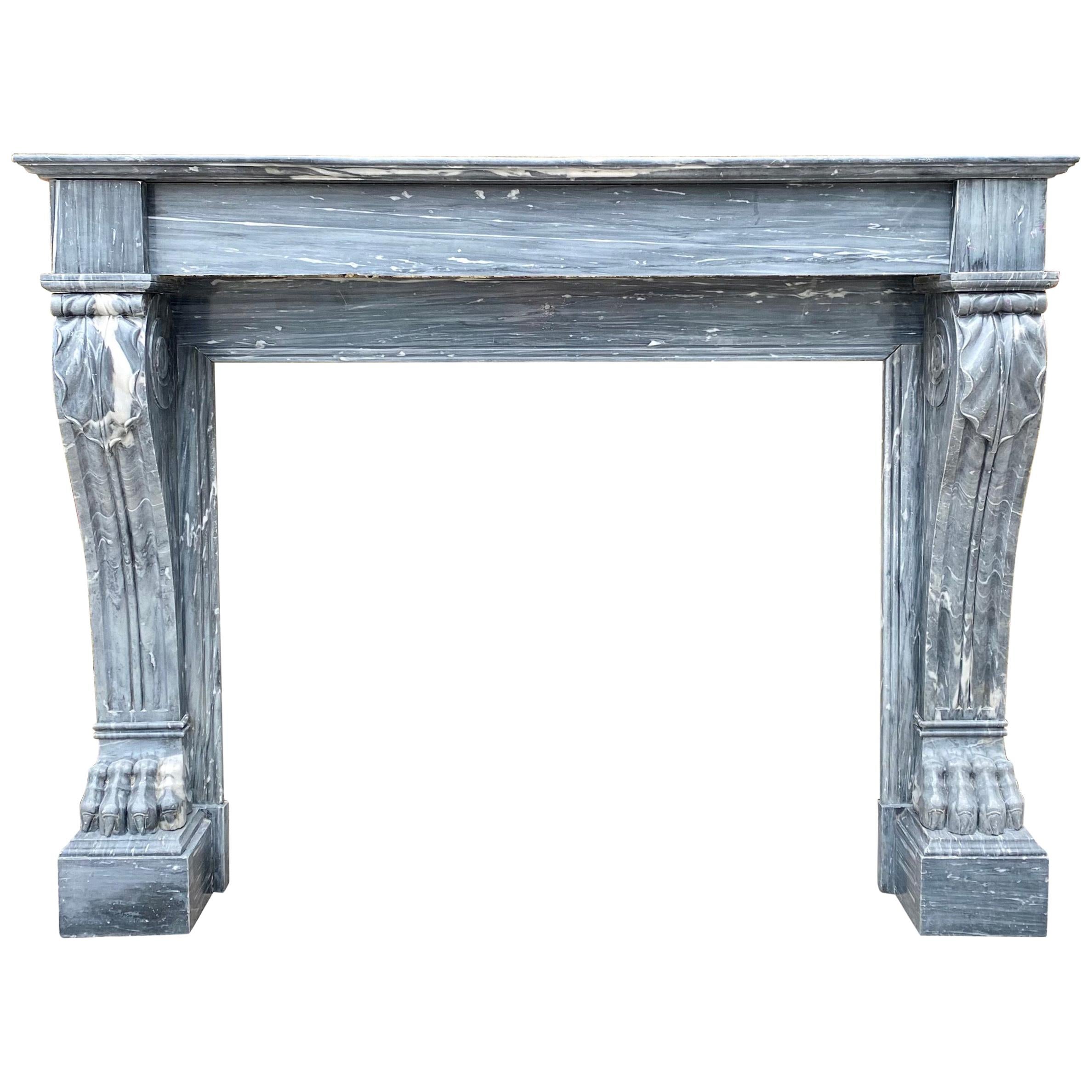 Louis XVI Antique Bleu Turquin Marble Fireplace Mantel For Sale at 1stDibs