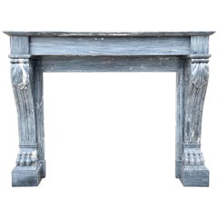 Louis XVI Antique Bleu Turquin Marble Fireplace Mantel