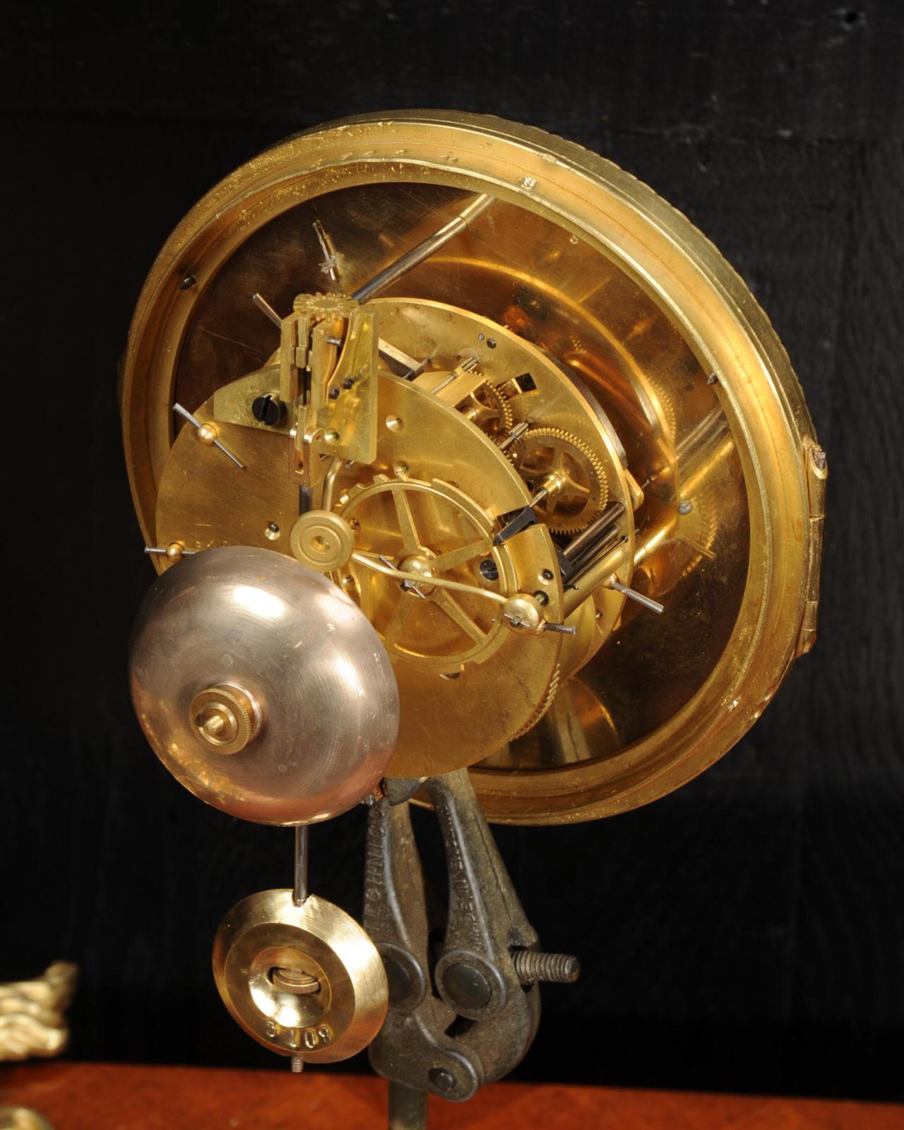 Louis XVI Antique French Gilt Bronze Cartel Wall Clock For Sale 8