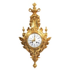 Louis XVI Used French Gilt Bronze Cartel Wall Clock