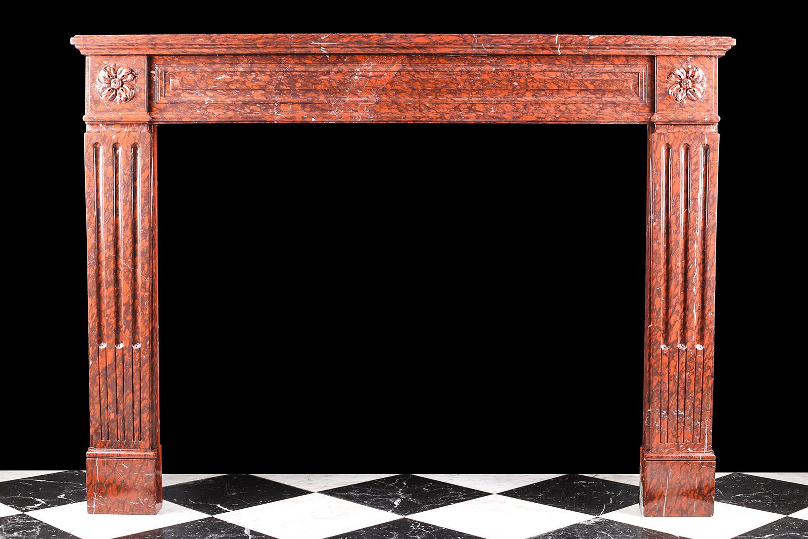 Louis Xvi Antique Regency Chimneypiece in Griotte Rouge Marble

External width: 57? – 144.7 cm
External height 42” – 106.6 cm
Depth 12 3/4? – 32.4 cm
Internal height: 34 1/2? – 87.6 cm
Internal width 44 1/2? – 113 cm.
 