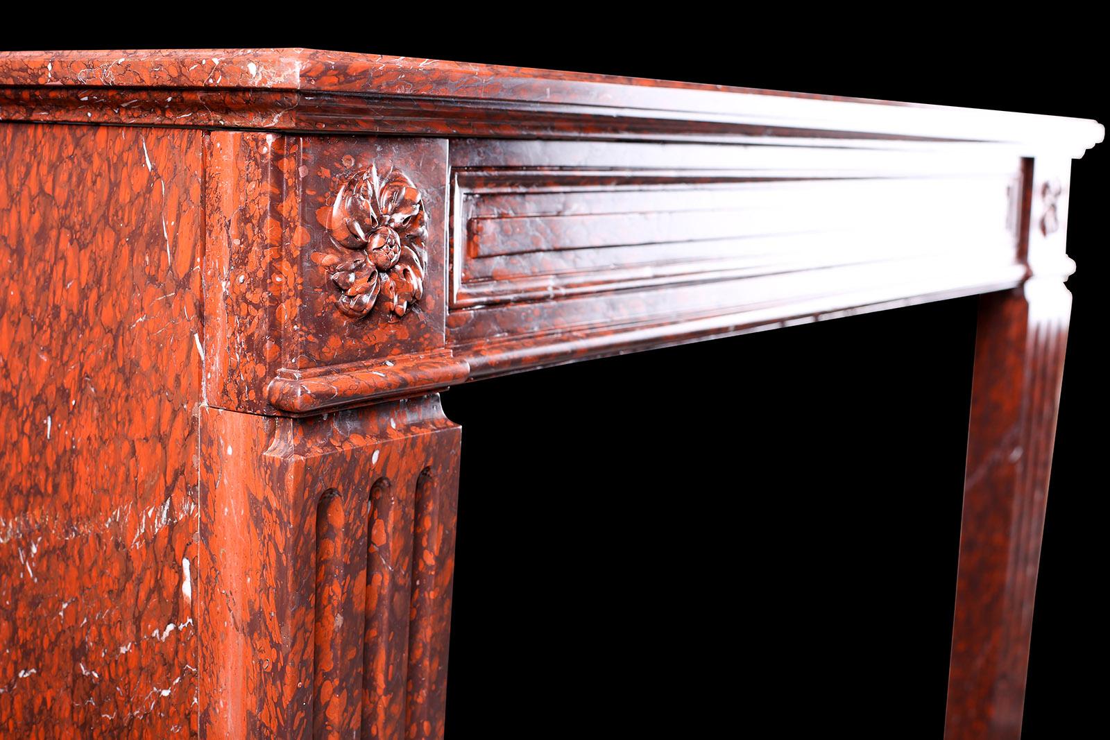 Louis XVI Antique Regency Chimneypiece in Griotte Rouge Marble In Good Condition For Sale In London, GB