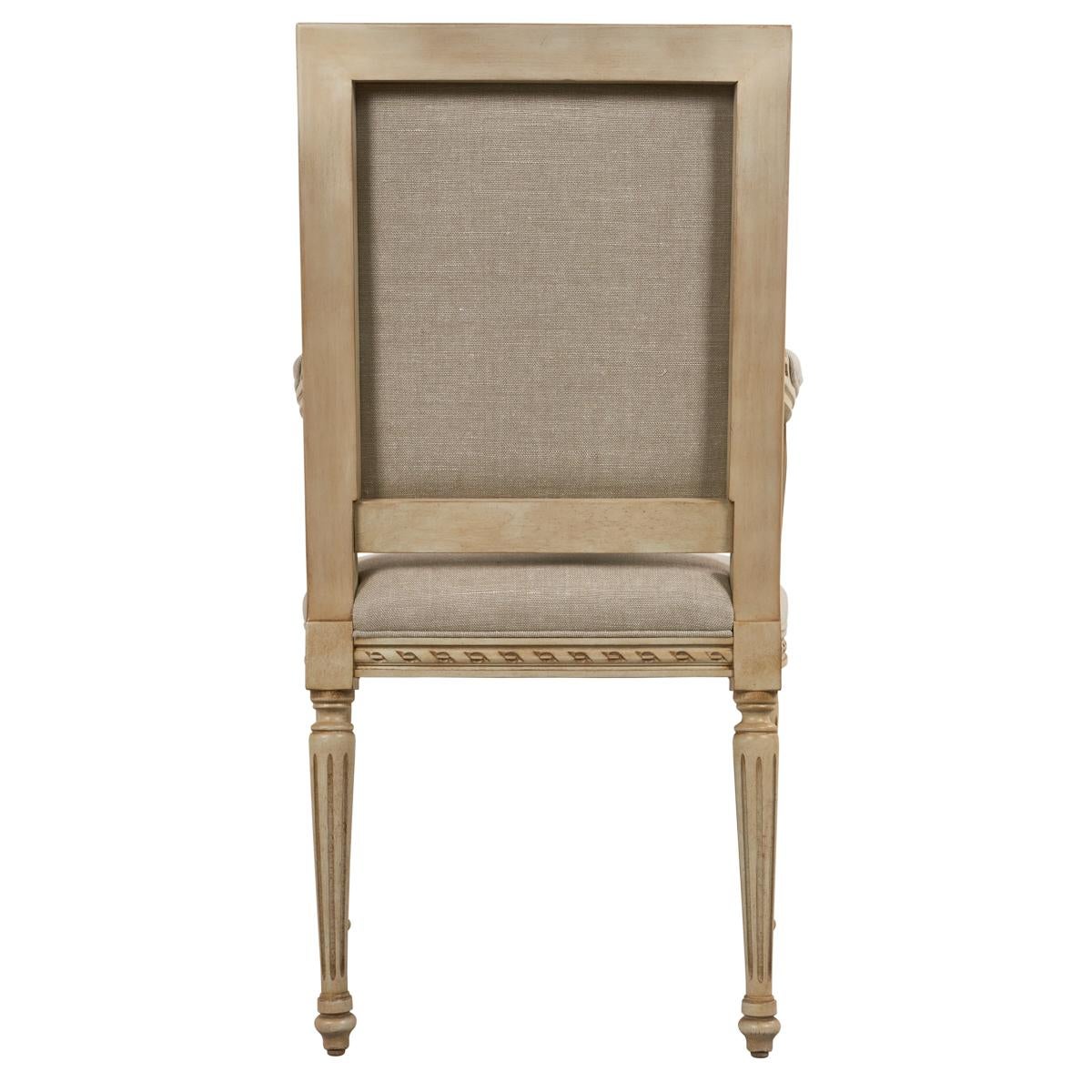 Louis XVI Arm Chair in Piet Performance Linen In New Condition For Sale In New York, NY