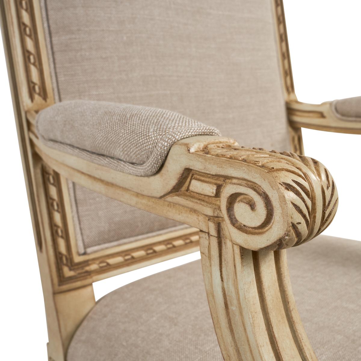 Louis XVI Arm Chair in Piet Performance Linen For Sale 2