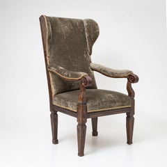 Louis XVI Armchair, Hand-Carved Oak, Green Velvet Upholstery, 1771