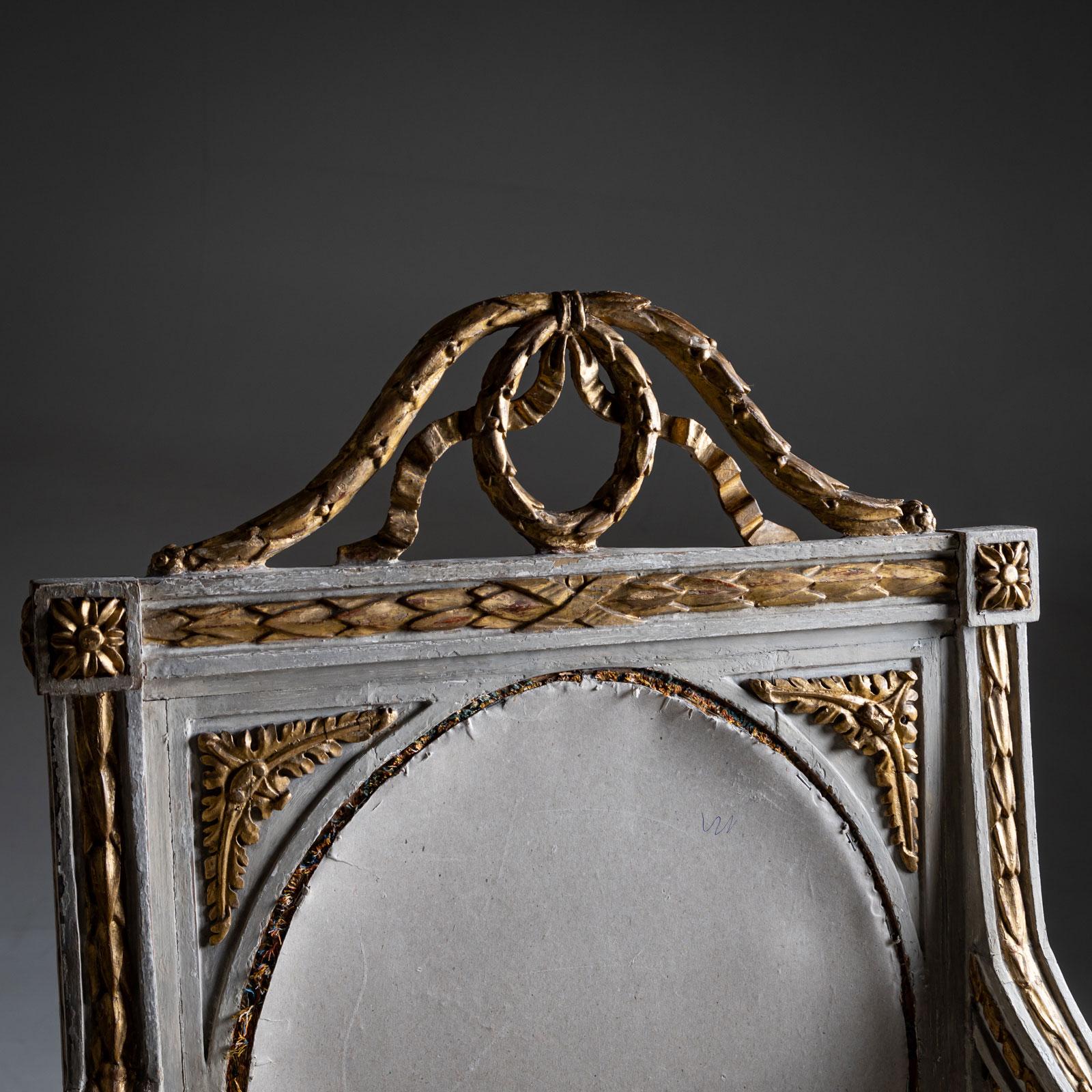 Fabric Louis XVI Armchair, Germany, Late 18th Century