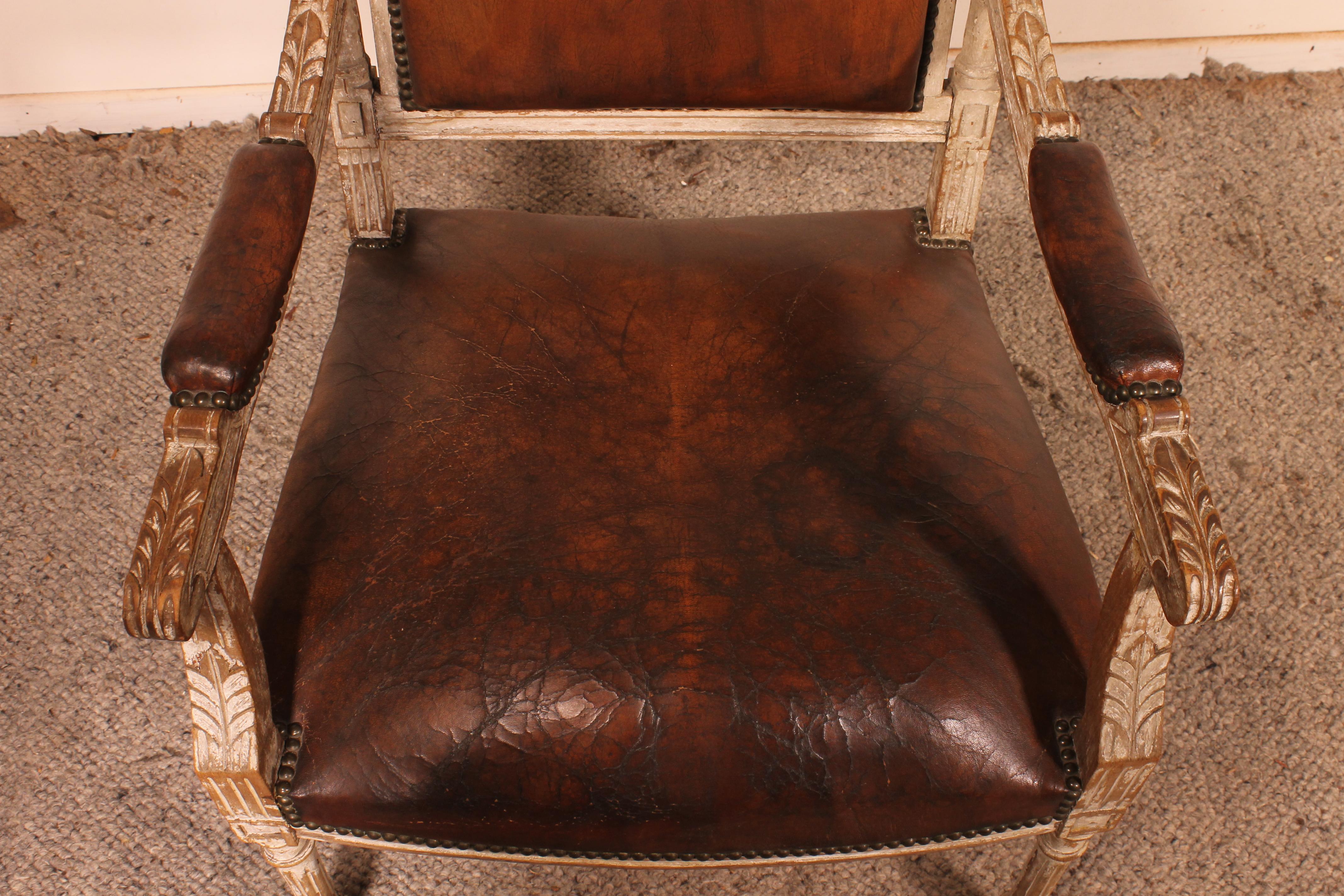 Louis XVI Armchair in Polychrome Wood, 18th Century For Sale 5