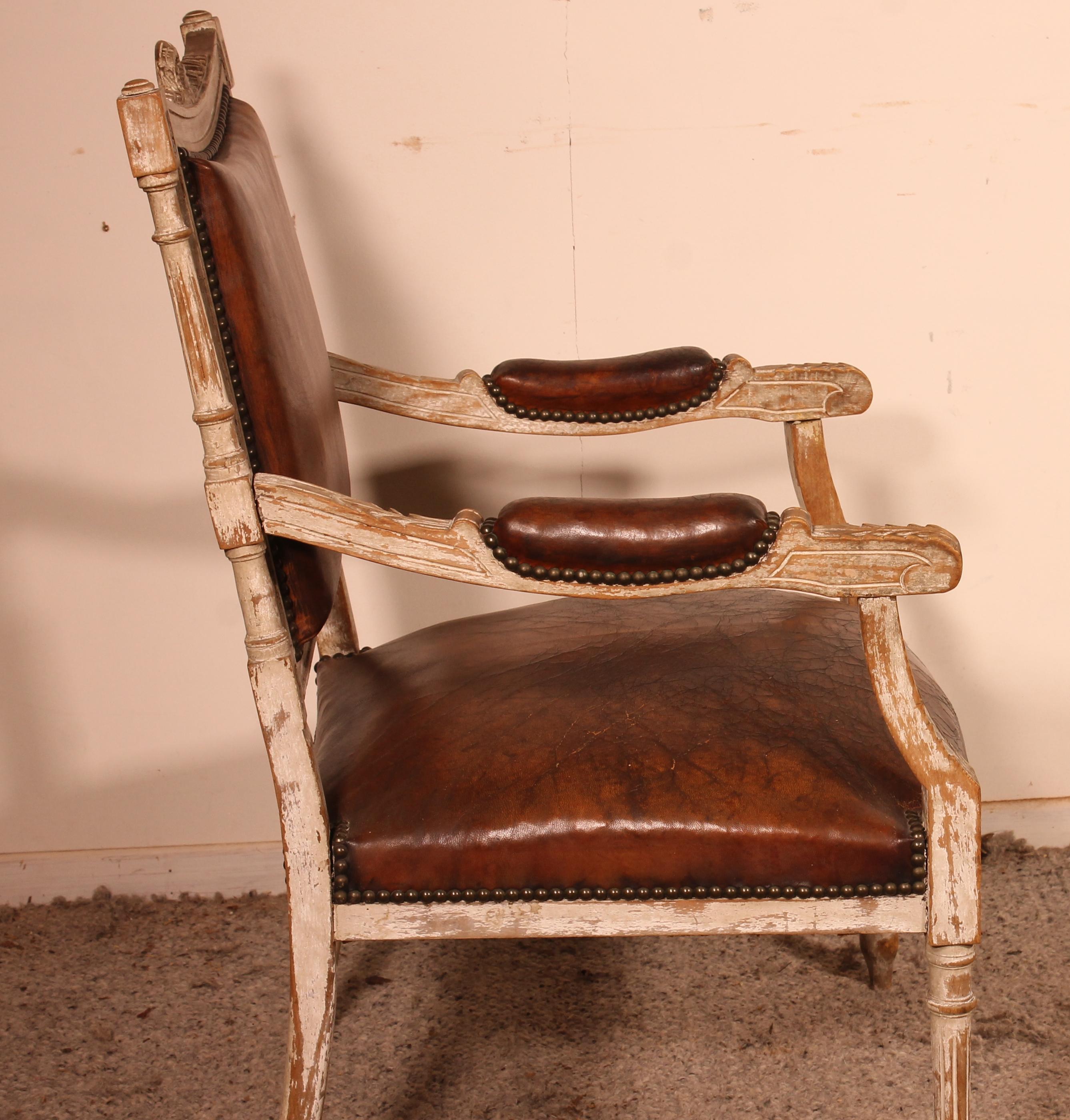 Louis XVI.-Sessel aus polychromem Holz, 18. Jahrhundert im Angebot 1