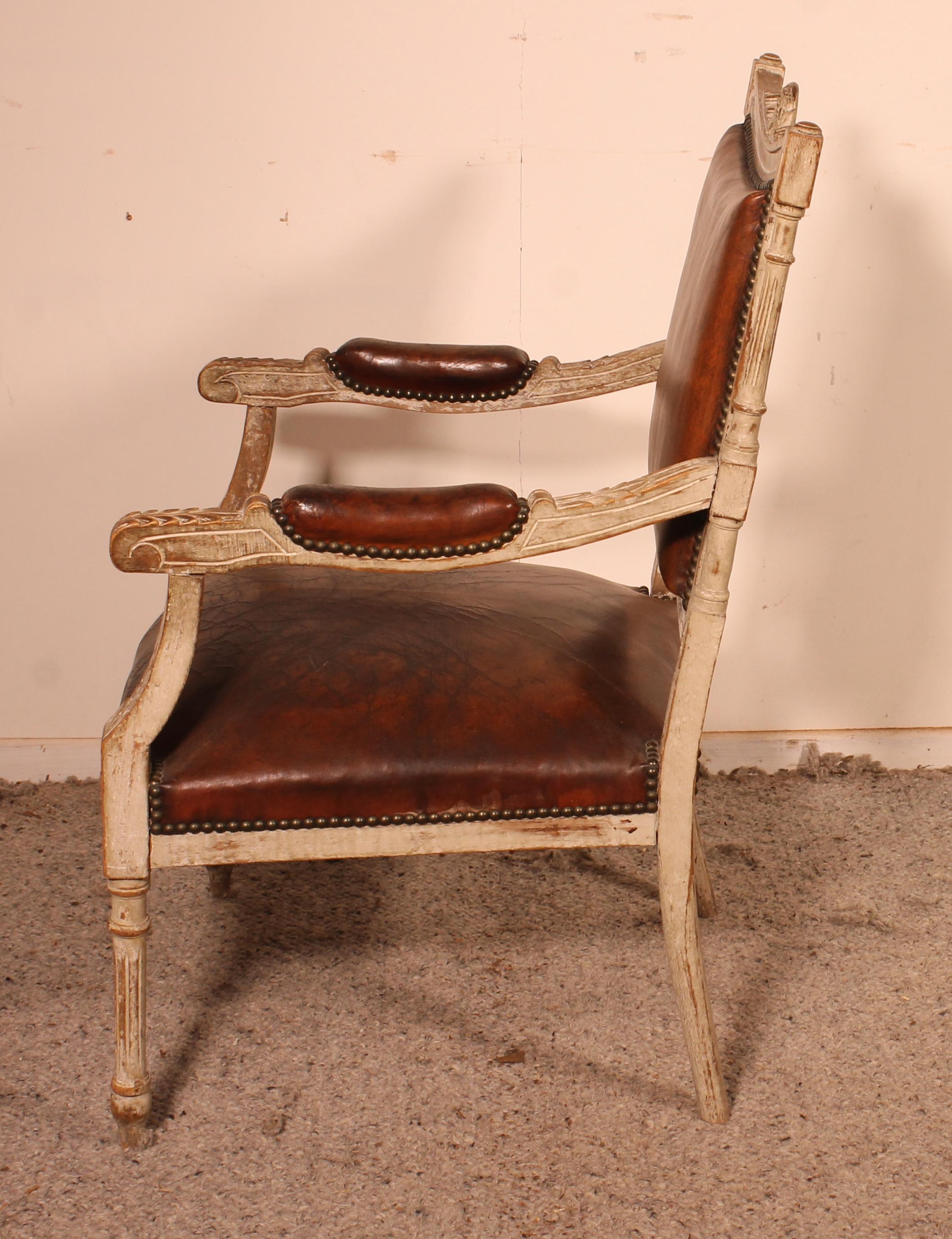 Louis XVI.-Sessel aus polychromem Holz, 18. Jahrhundert im Angebot 3