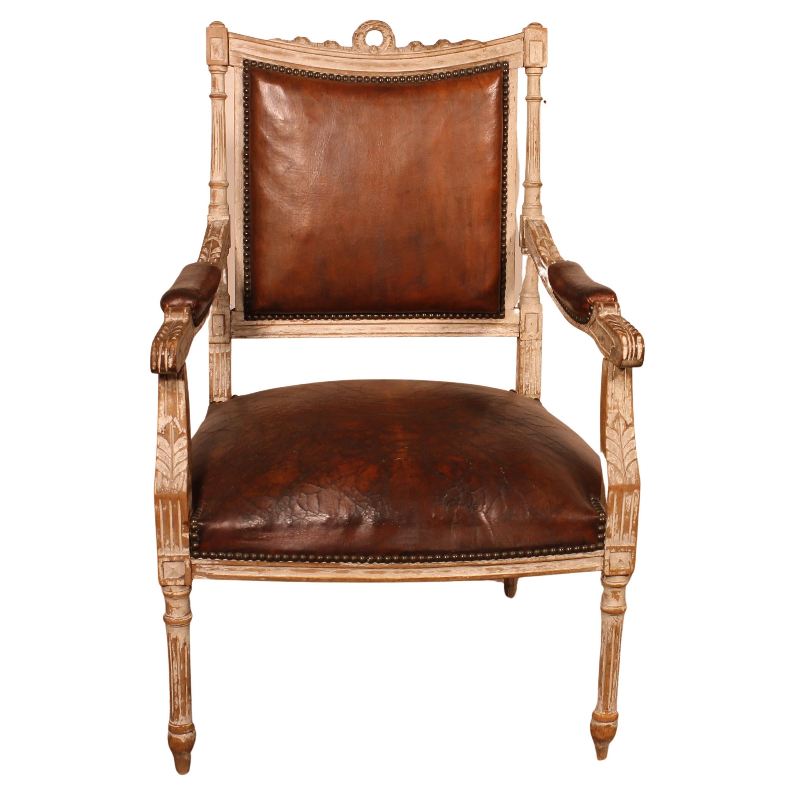 Louis XVI Armchair in Polychrome Wood, 18th Century For Sale