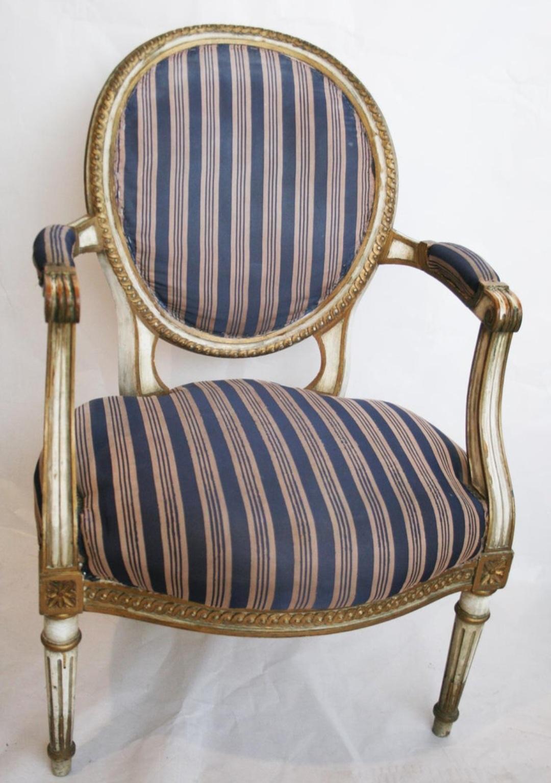 Louis XVI White and Gold  Wood Laquer  19th or Early France For Sale 6