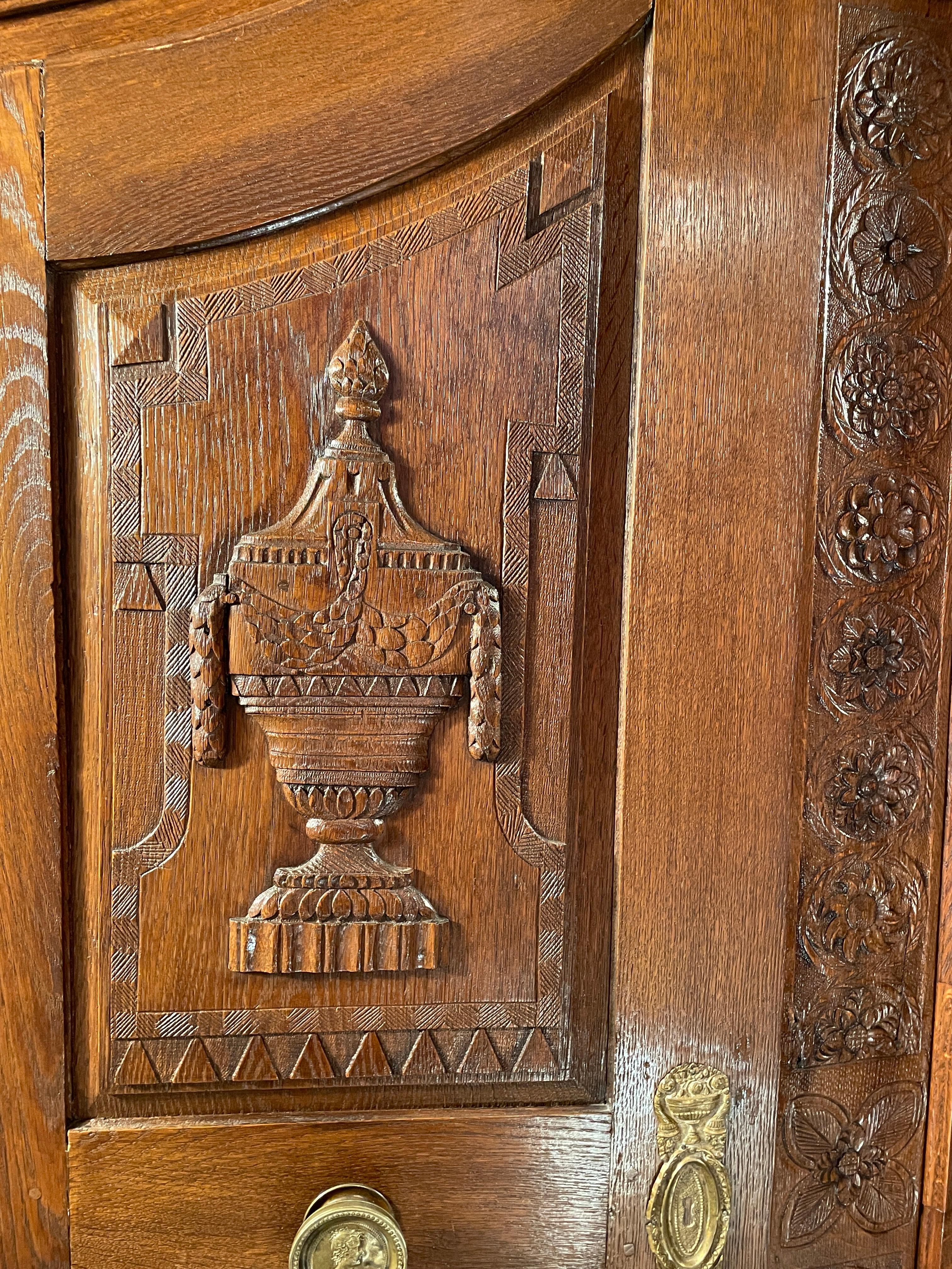 Hand-Carved Louis XVI Armoire, Lake Constance (Germany) 1780, Oak For Sale