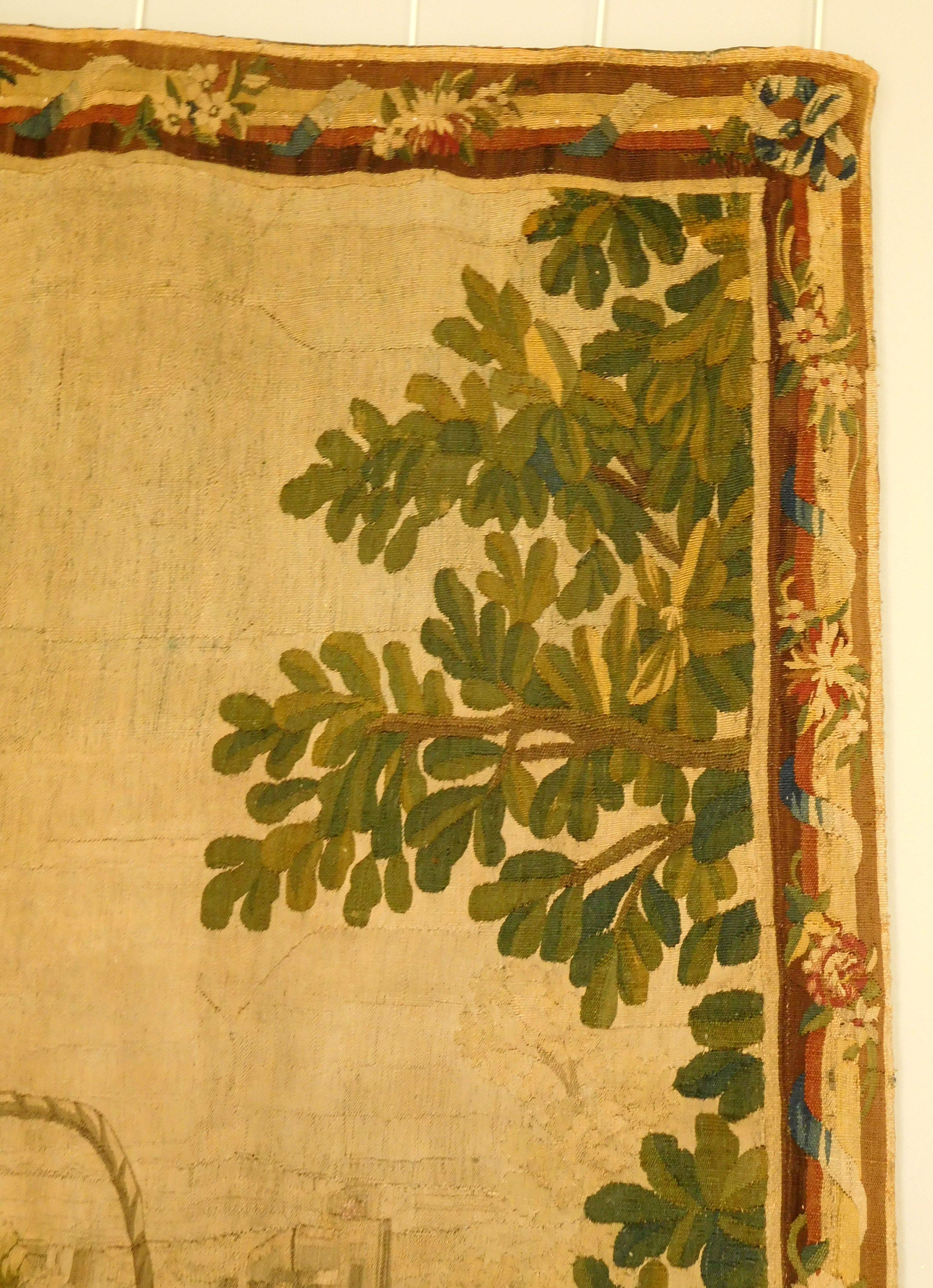 Aubusson-Wandteppich aus Wolle und Seide im Stil Louis XVI., 18. Jahrhundert: Spiel im Park im Angebot 6