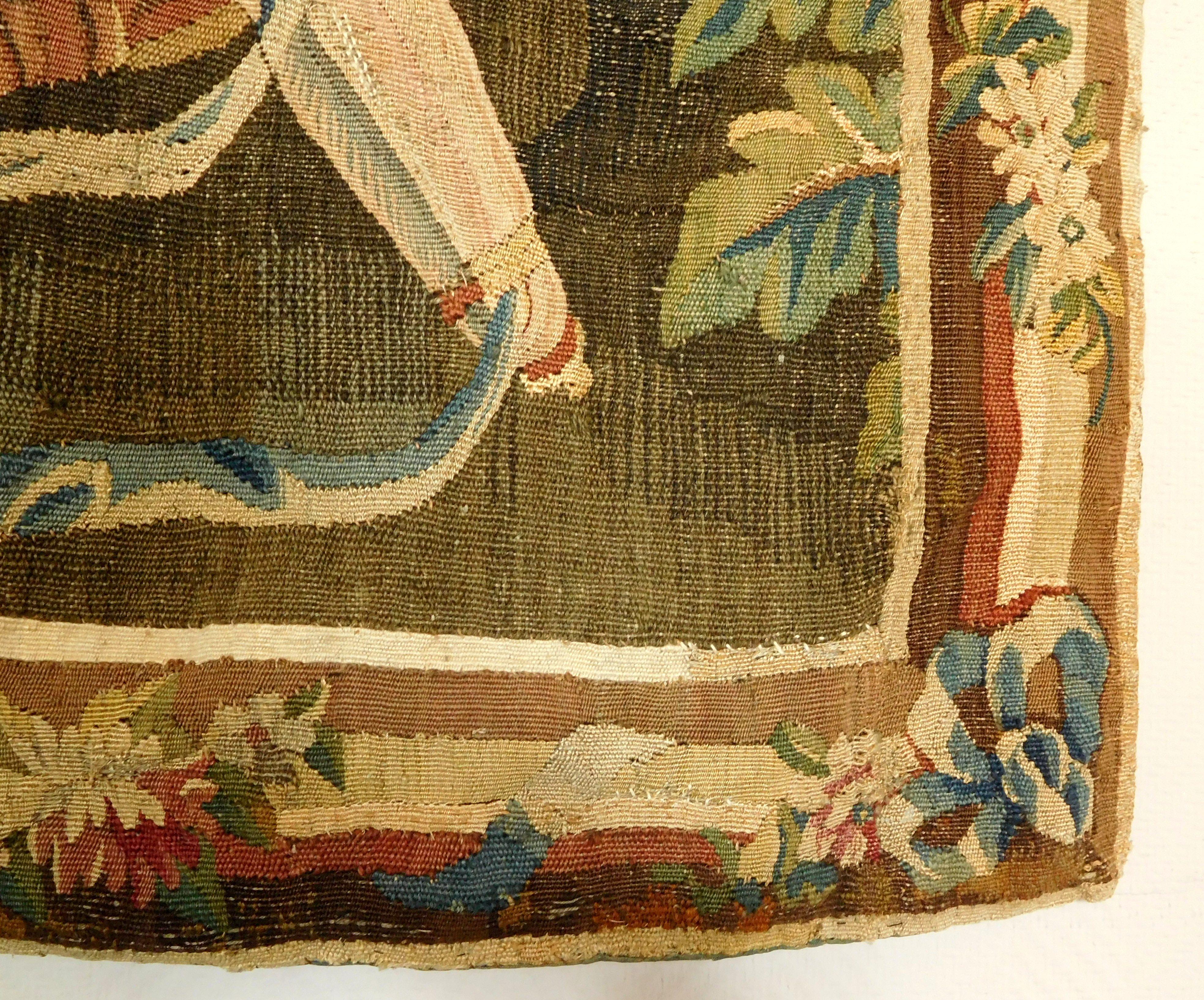 Tapisserie Louis XVI en laine et soie d'Aubusson, 18e siècle : Jeux dans le parc en vente 8