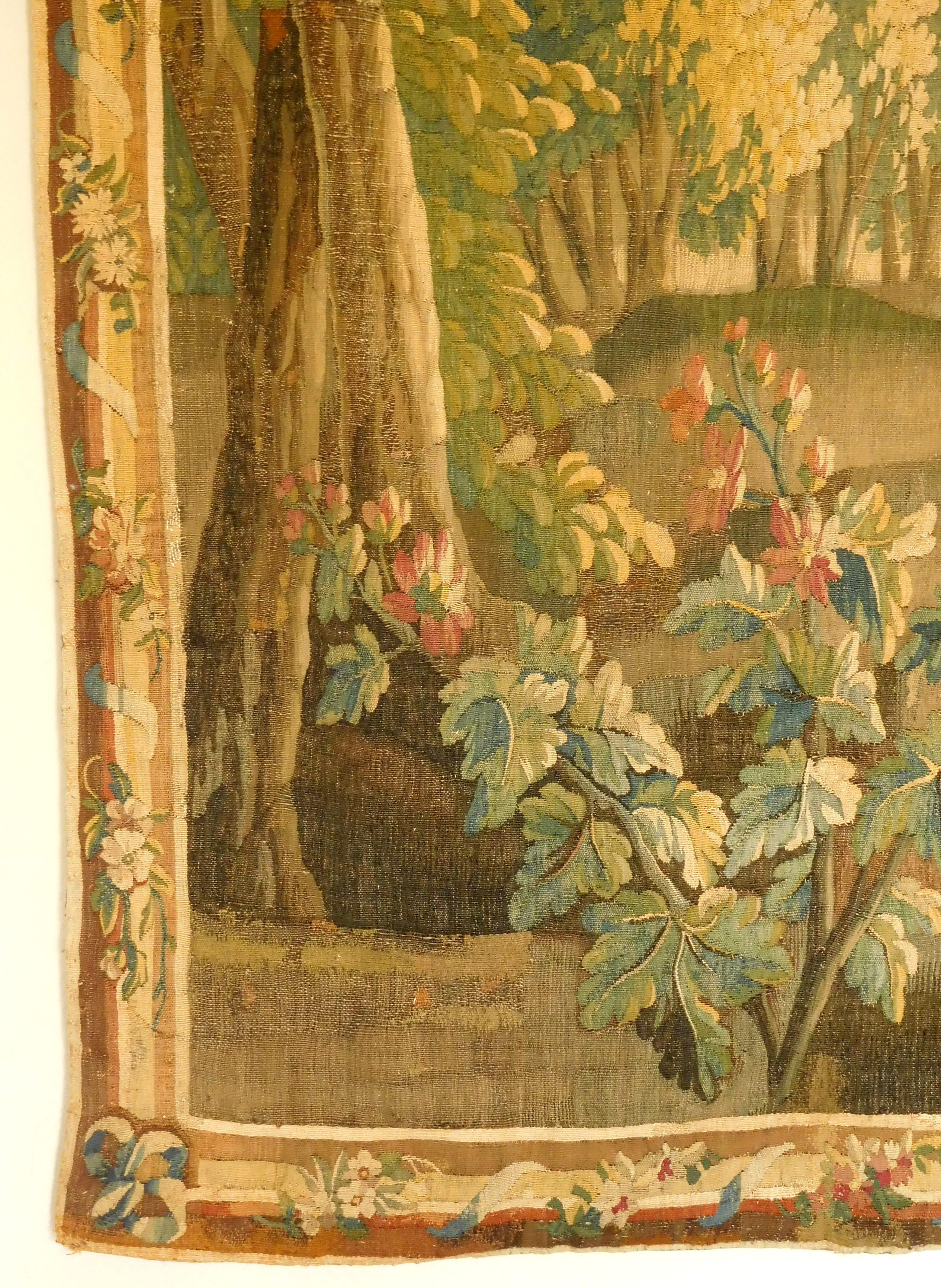 Tapisserie Louis XVI en laine et soie d'Aubusson, 18e siècle : Jeux dans le parc en vente 2