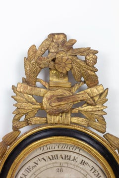 Louis XVI Barometer in Black Lacquered Wood and Gilt Stucco, 18th Century