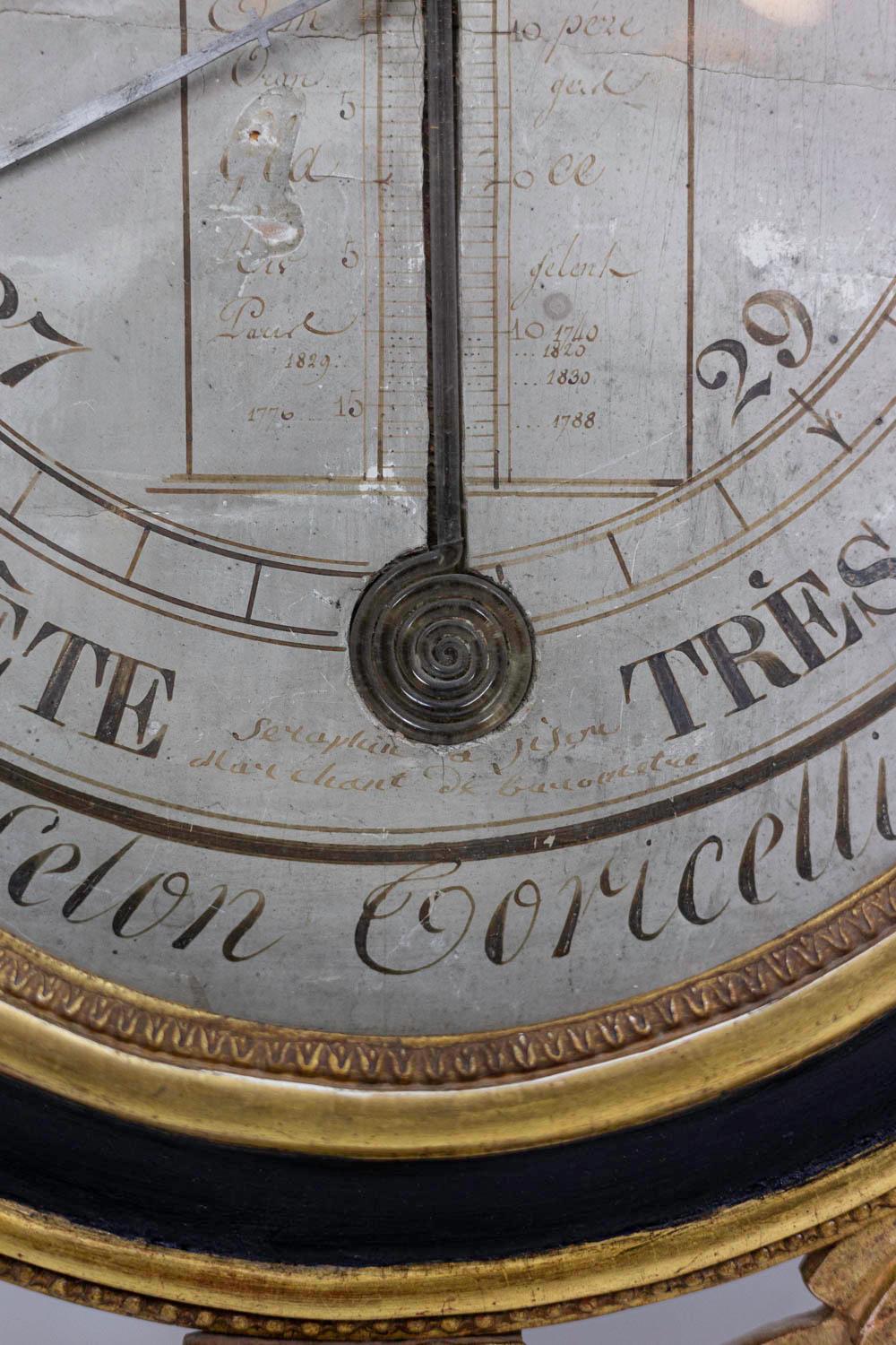 Louis XVI Barometer in Black Lacquered Wood and Gilt Stucco, 18th Century 2