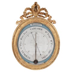 Antique Louis XVI barometer in gilded wood, late 18th century