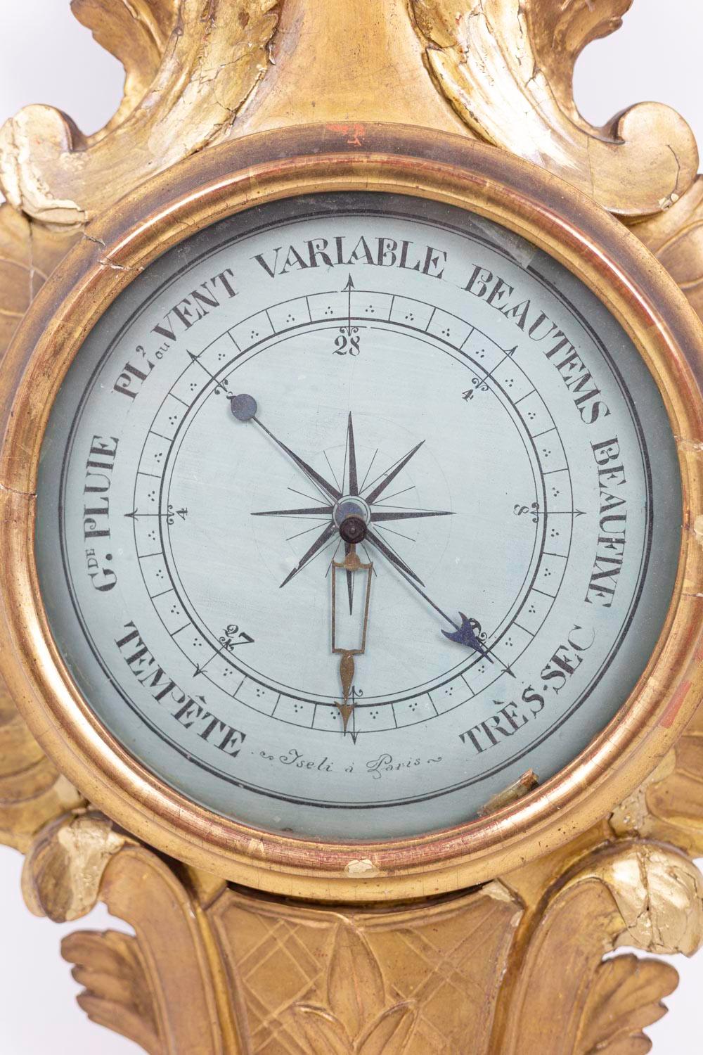 Mid-18th Century Louis XVI Barometer in Giltwood, 18th Century