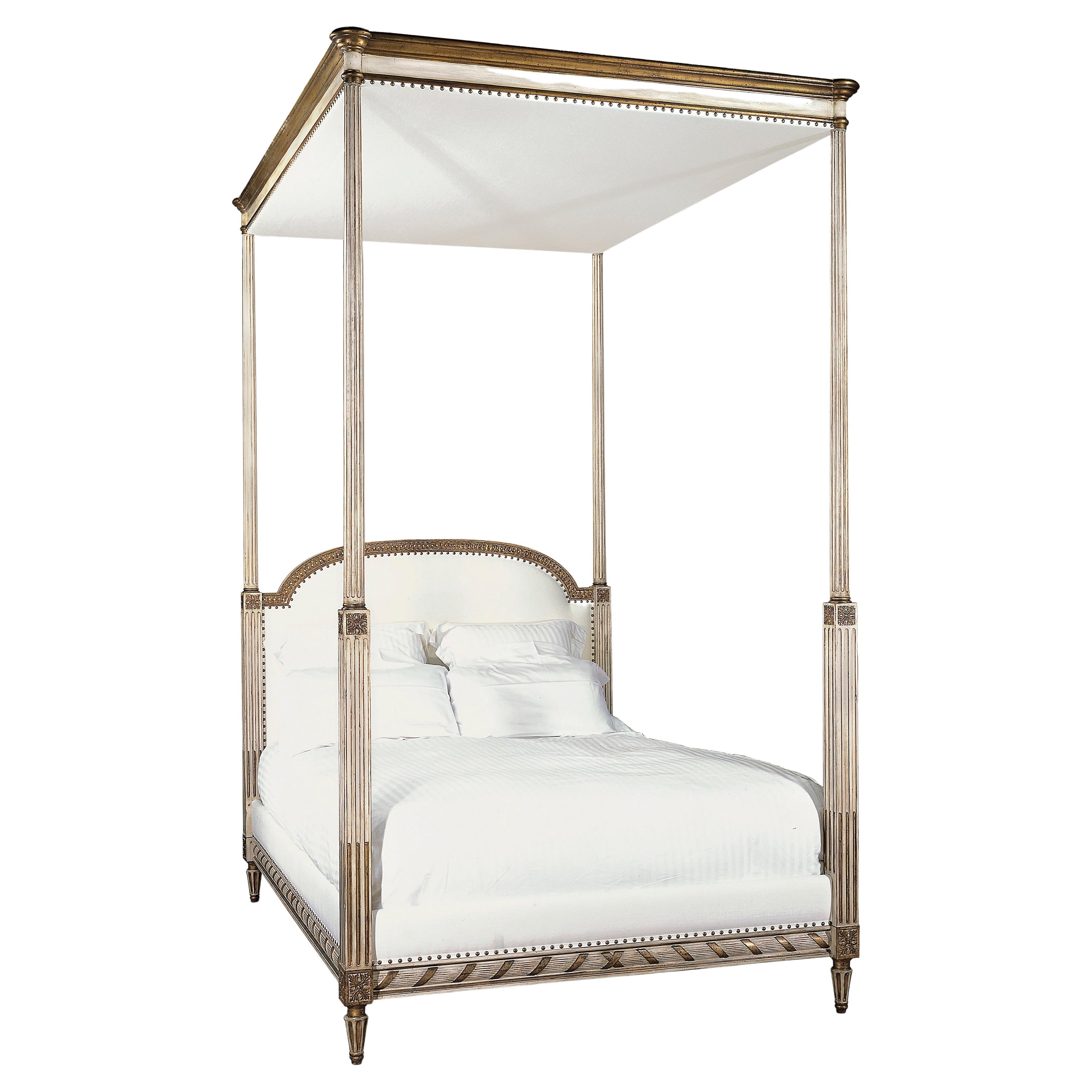 Louis XVI Bed from 18th Century with Posts, Canopy and Carved Frame For