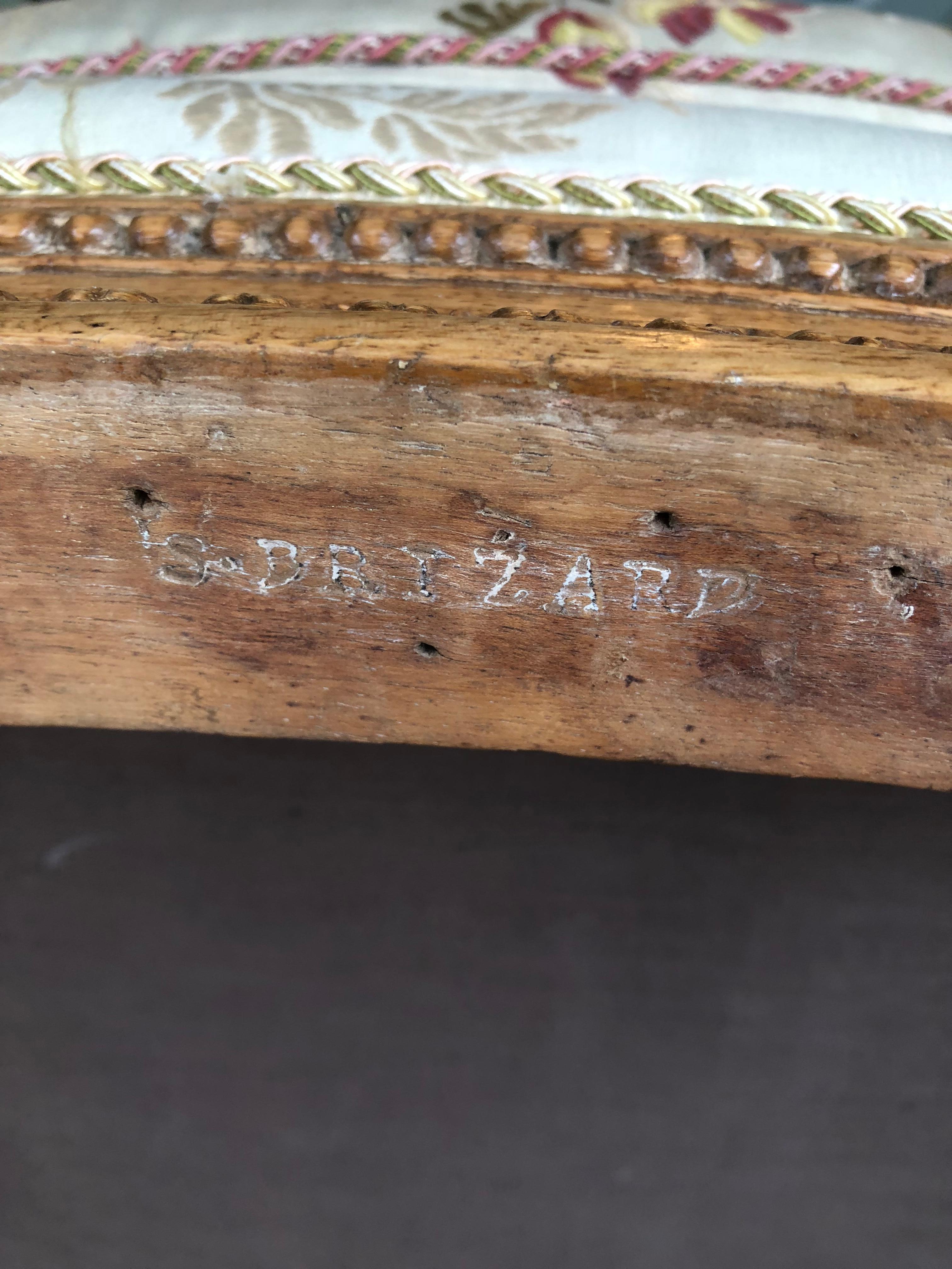 Beech Louis XVI Bergère, Signed 