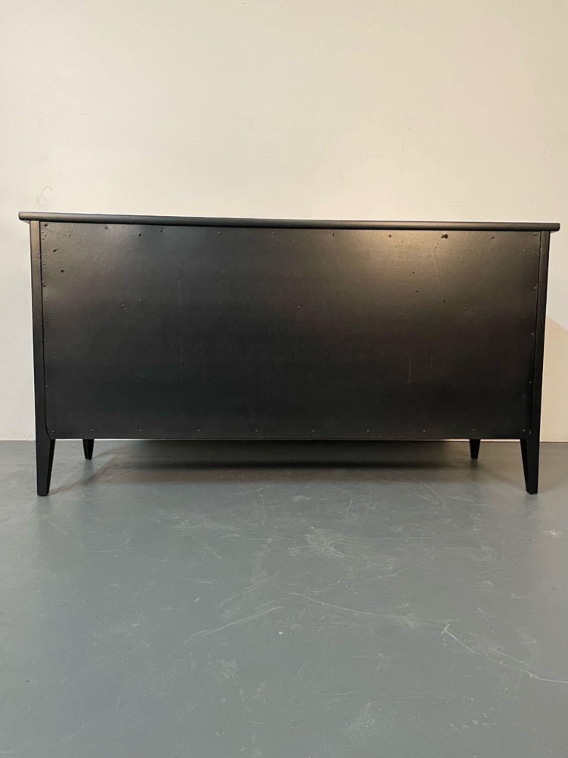 Louis XVI Black Matte Painted Dresser / Cabinet, Refinished, Brass Pulls For Sale 12