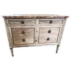 19th Century Louis XVI Commode, Hand-Made Oak with Breccia Marble