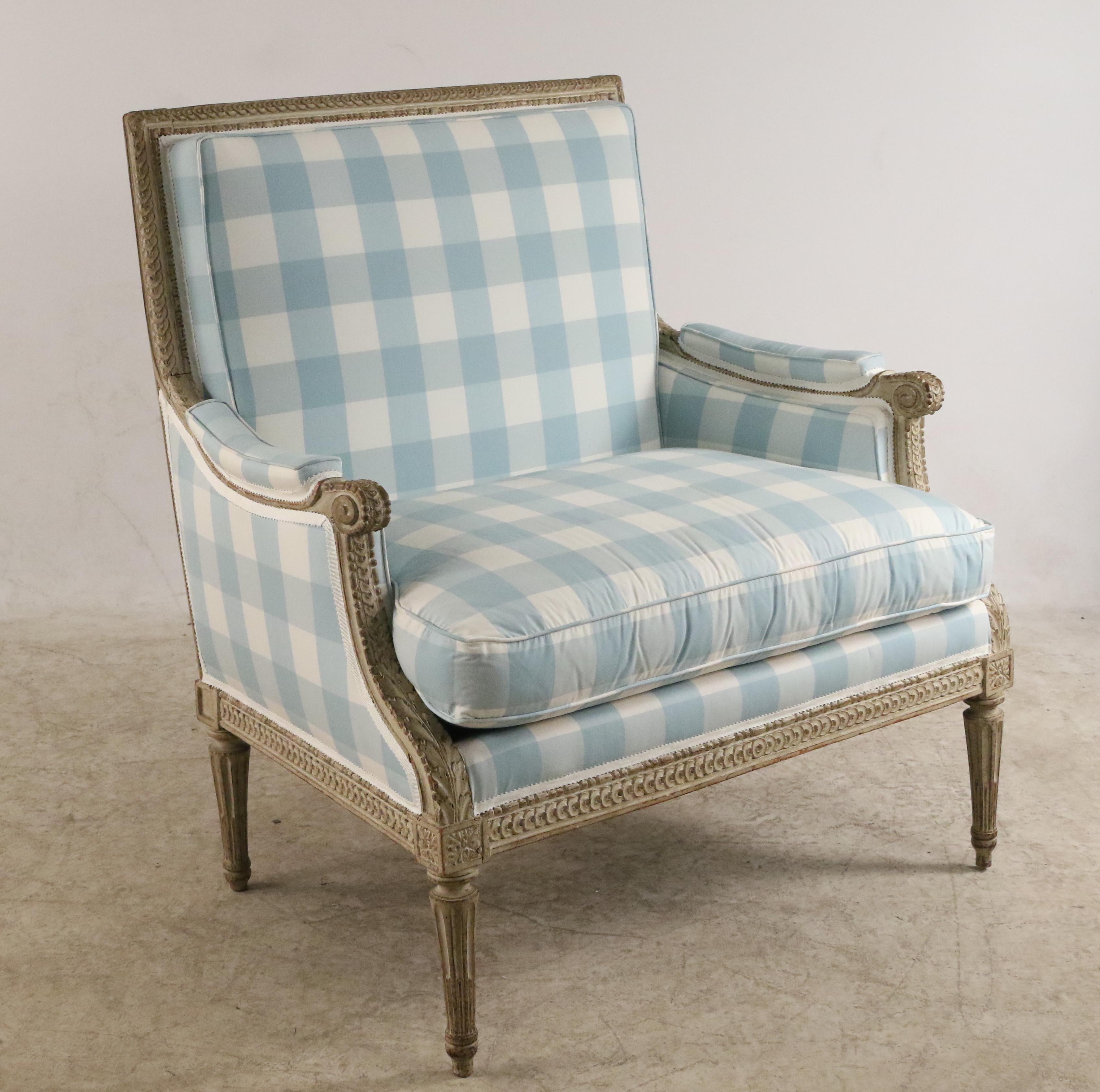 gingham armchair