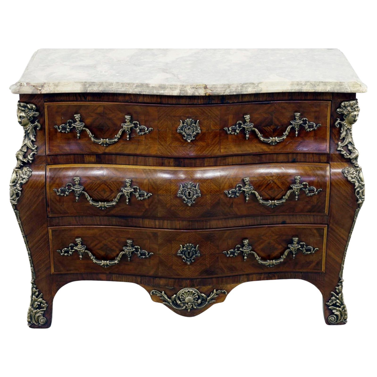 Louis XVI Bombe Chest Drawers Antique French Commode 1880