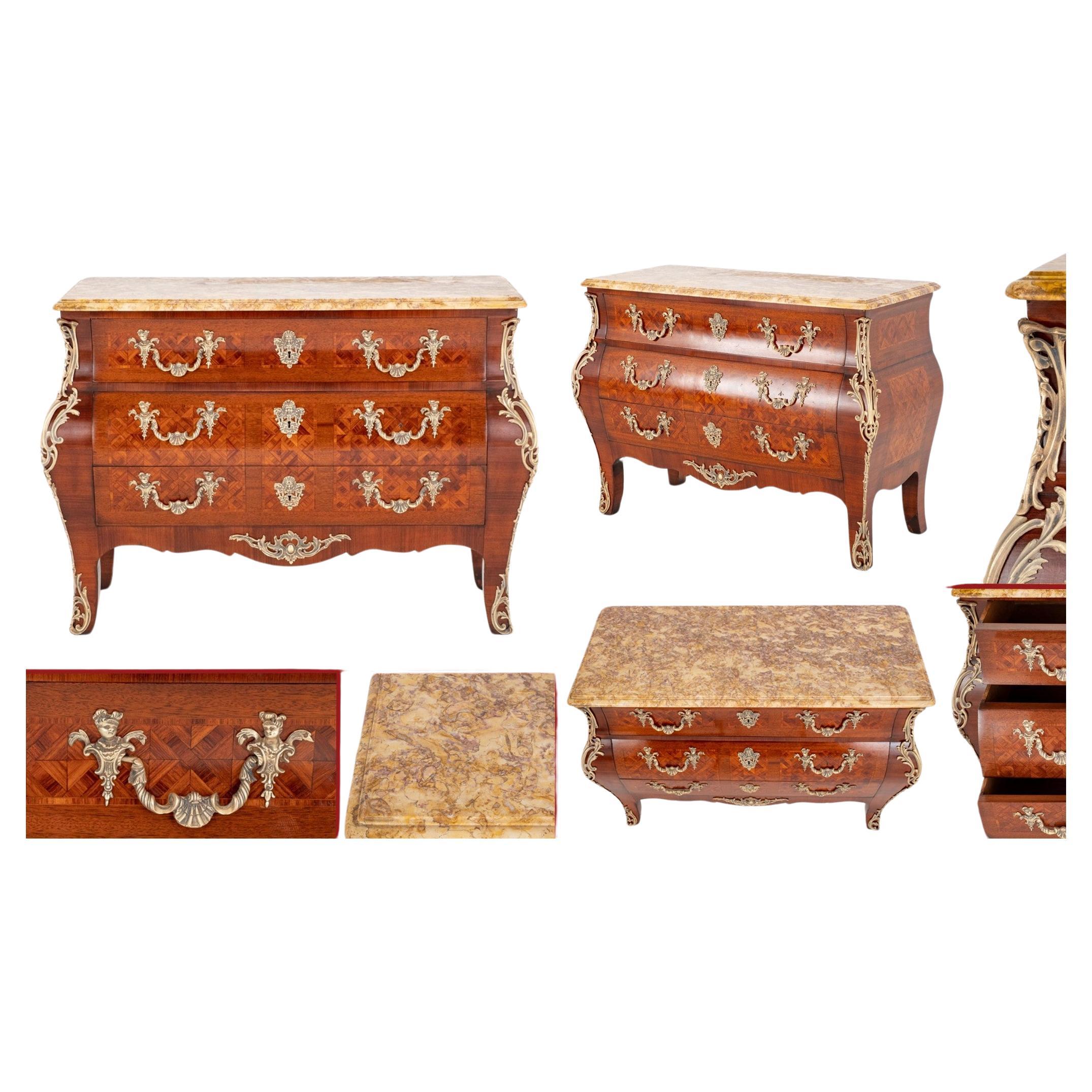 Louis XVI Bombe Commode Antique French Chest Drawers 1900 For Sale