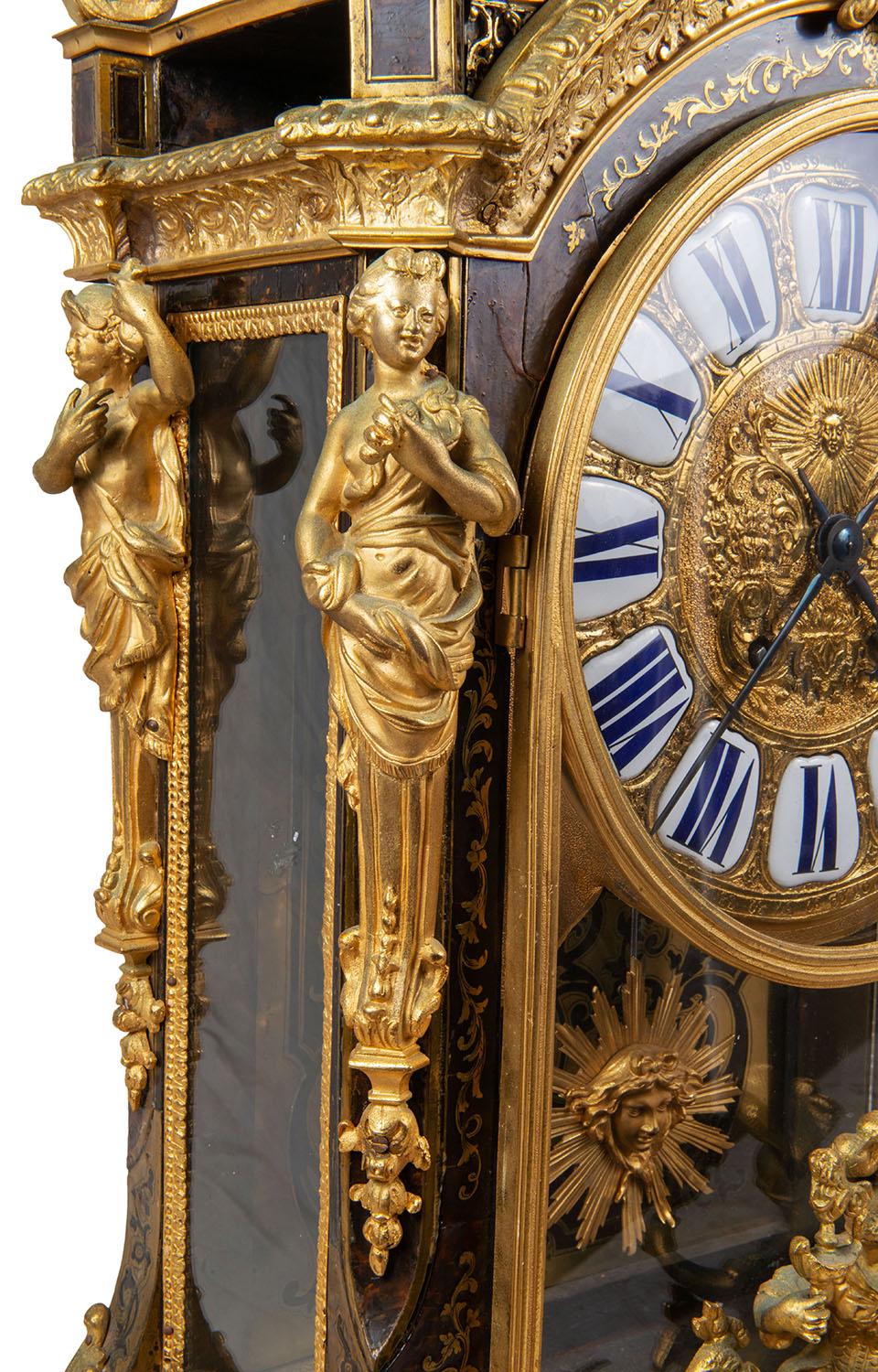 Louis XVI Boulle mantel clock, 19th Century. For Sale 3