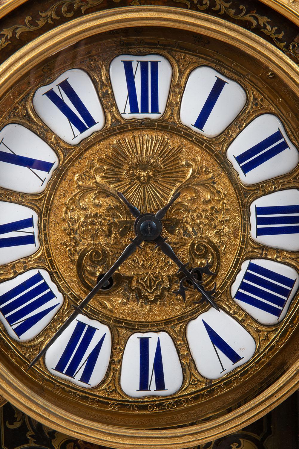 Louis XVI Boulle mantel clock, 19th Century. In Good Condition For Sale In Brighton, Sussex