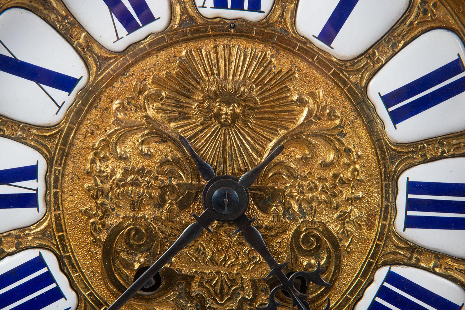 Brass Louis XVI Boulle mantel clock, 19th Century. For Sale