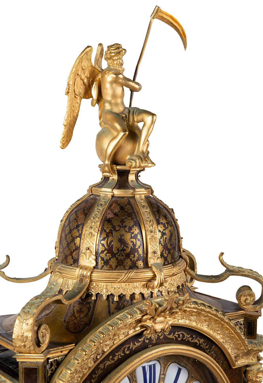 Louis XVI Boulle mantel clock, 19th Century. For Sale 2