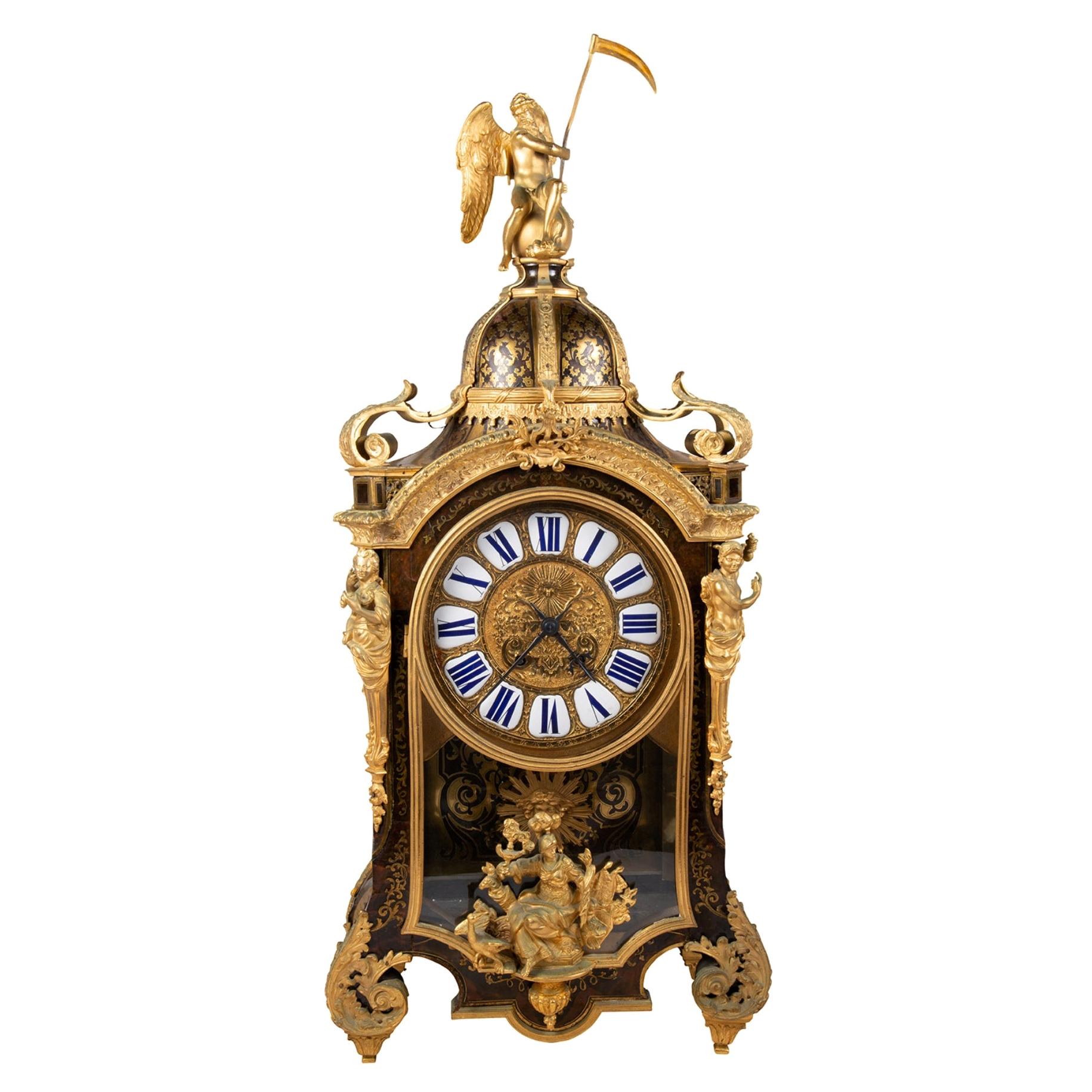 Louis XVI Boulle mantel clock, 19th Century. For Sale