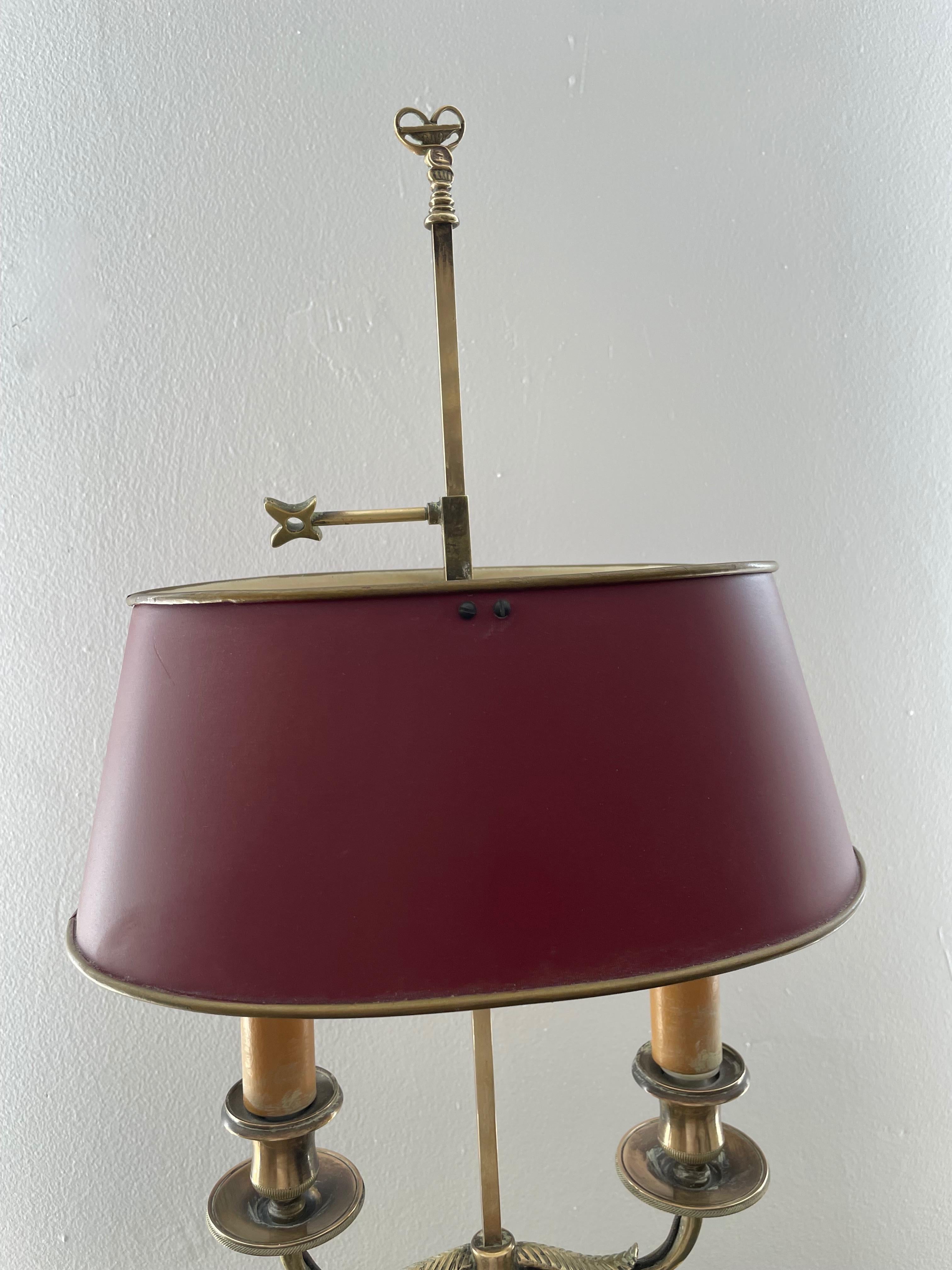 Mid-20th Century Louis XVI Brass Bouillotte Table Lamp Attributed to Maison Charles, France 1960