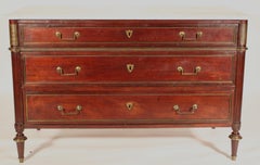 Louis XVI Brass Mounted Mahogany Chest of Drawers with Carrara Marble top