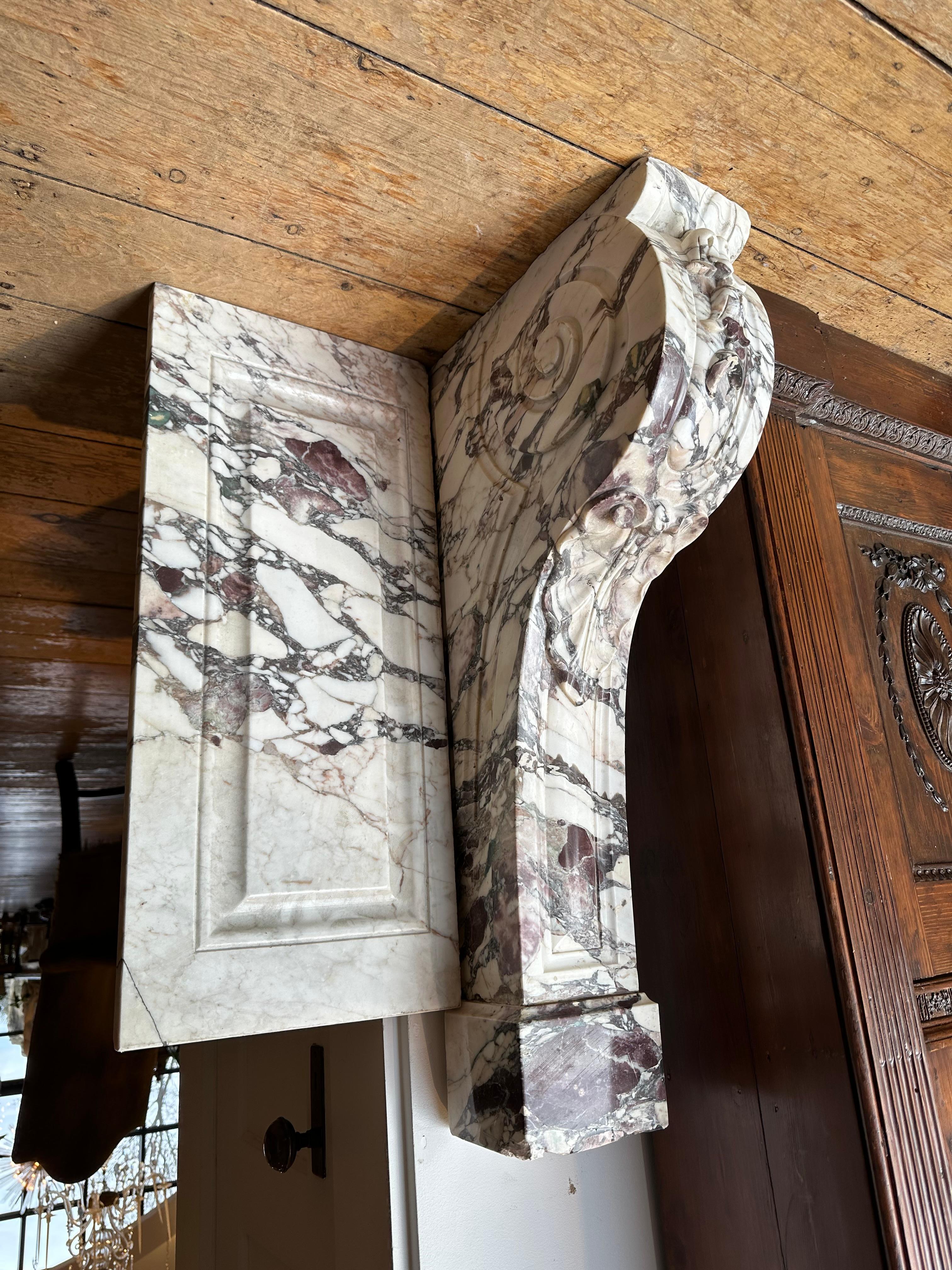 Carved Louis XVI Breche Violette Marble Console For Sale