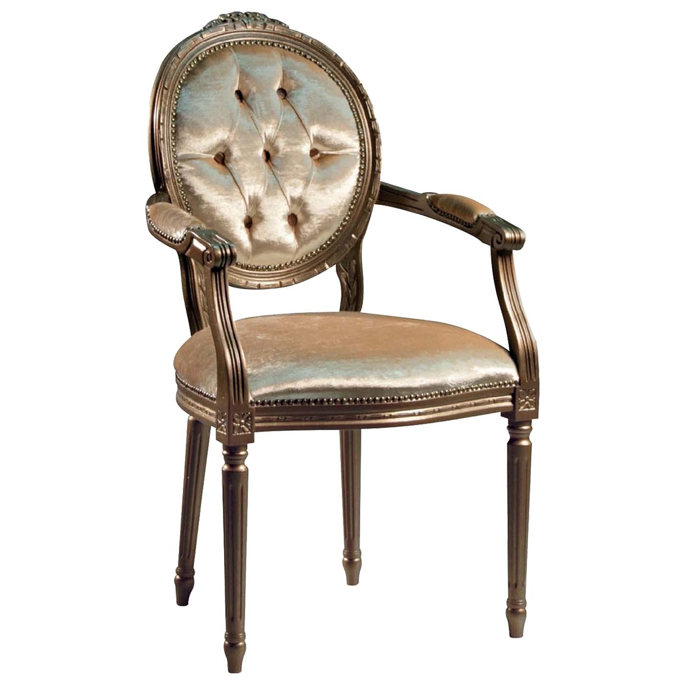 Louis XVI Bronze Chair with Armrests